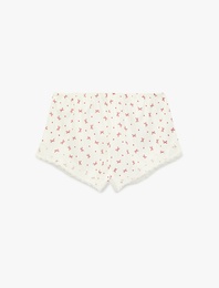 Rahat Kesim Fiyonk Baskılı Dantel Detaylı Mini Pijama Altı