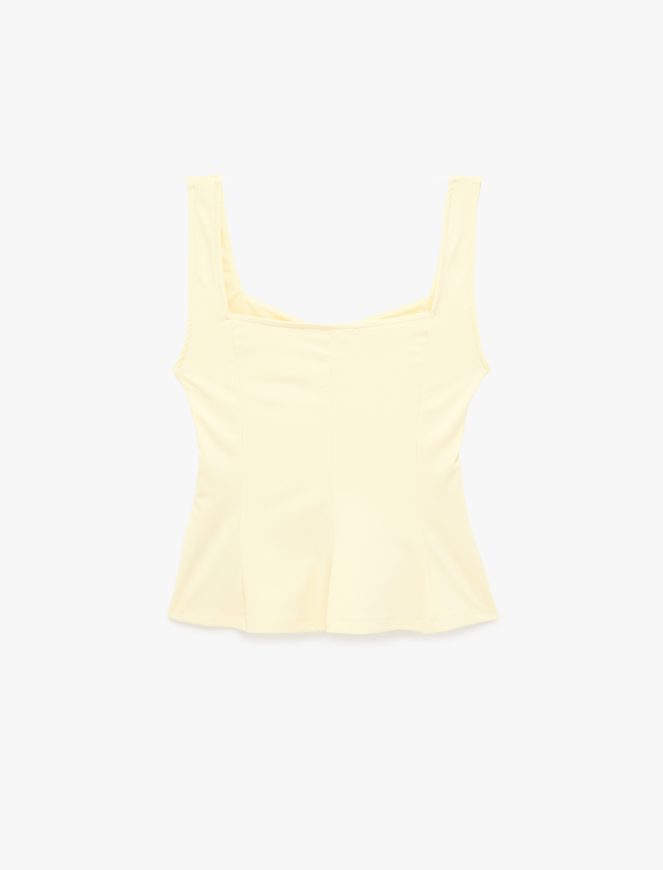   U Yaka Slim Fit Peplum Kolsuz Bluz