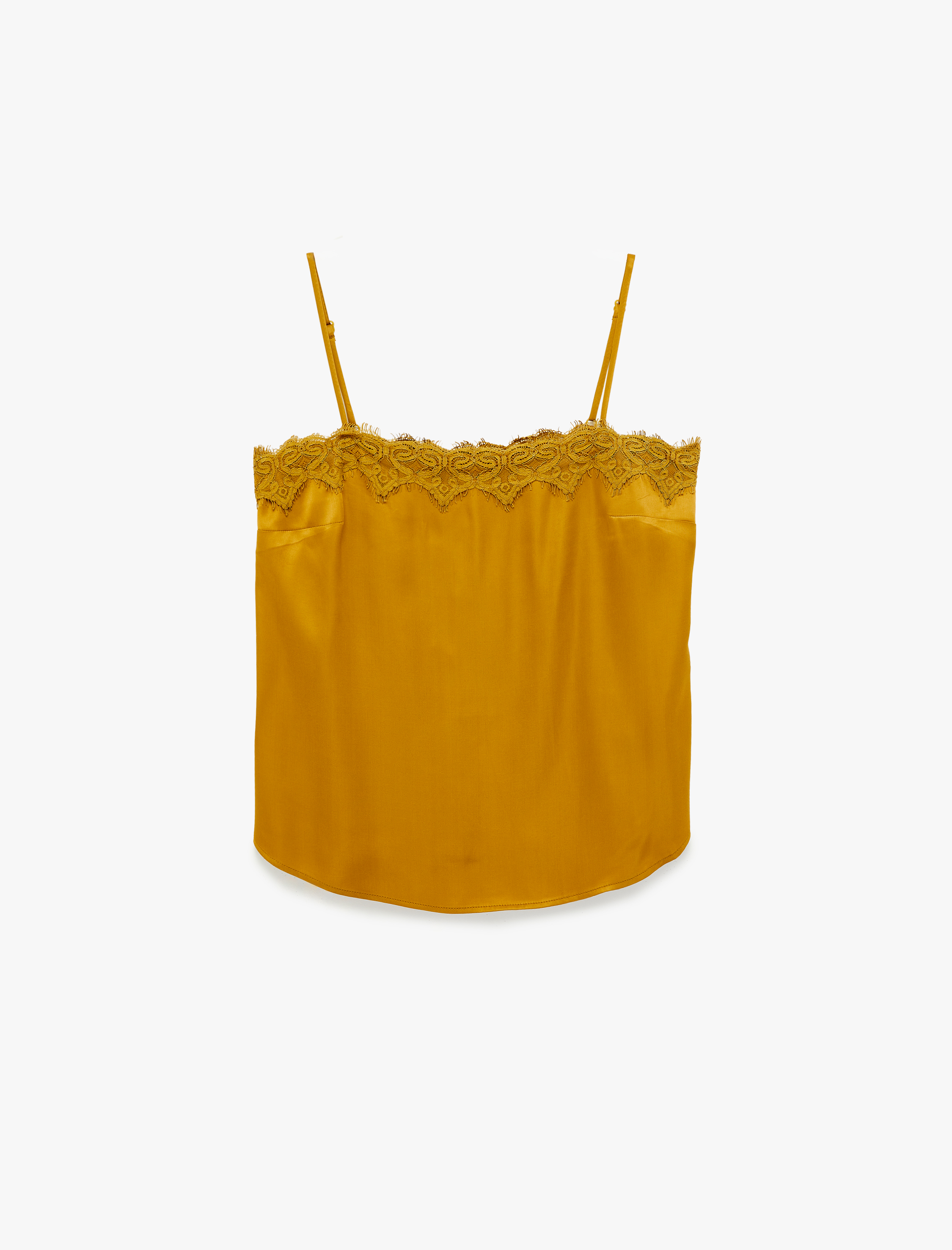   Dantel Detaylı İnce Askılı Saten Bluz