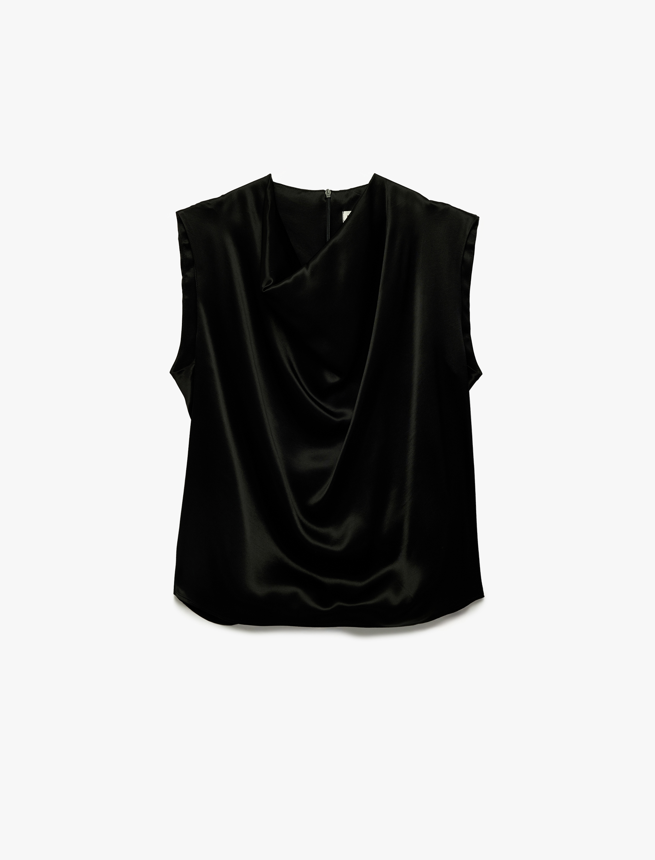   Degaje Yaka Kolsuz Saten Bluz