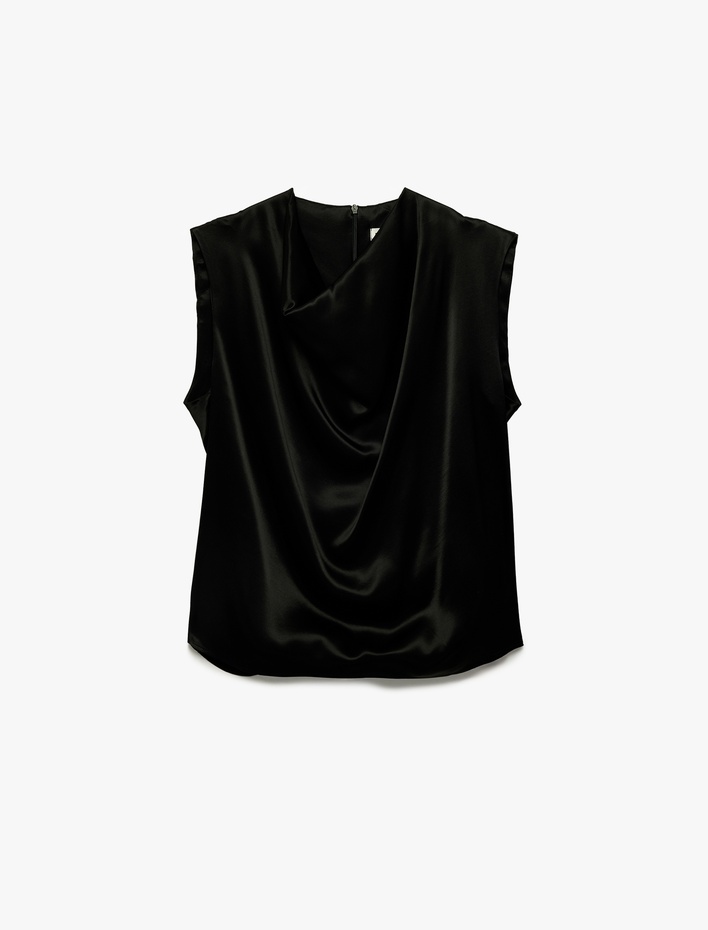  Degaje Yaka Kolsuz Saten Bluz