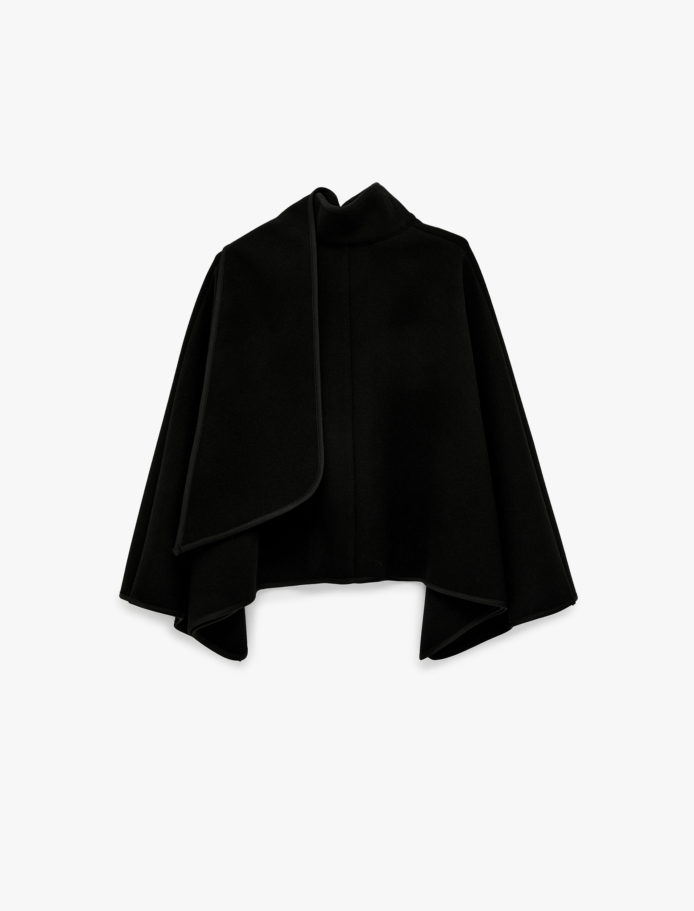   Uzun Pelerin Kol Oversize Dik Şal Yaka Kaşe Ceket