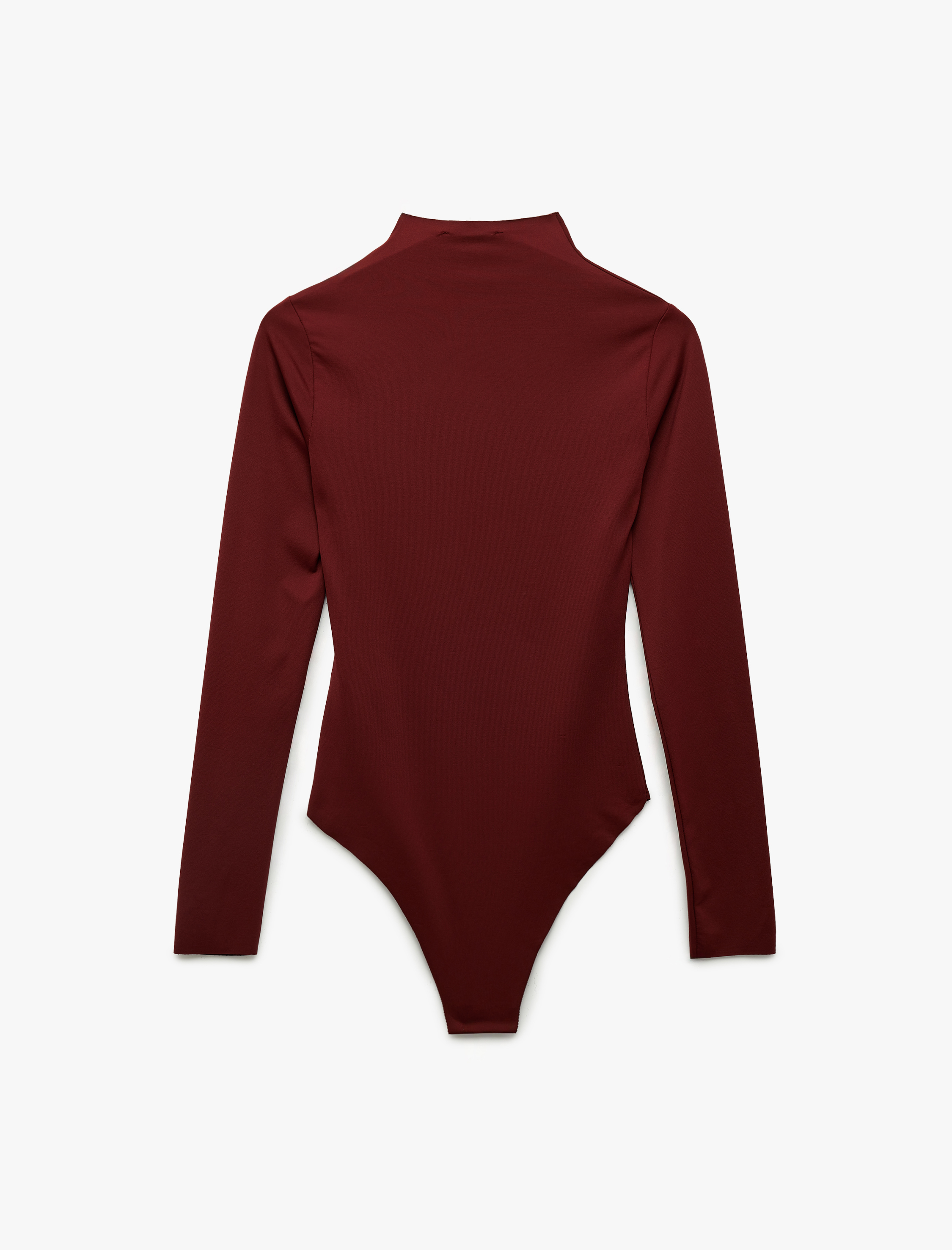   Slim Fit Uzun Kollu Dik Yaka Drape Detaylı Bodysuit