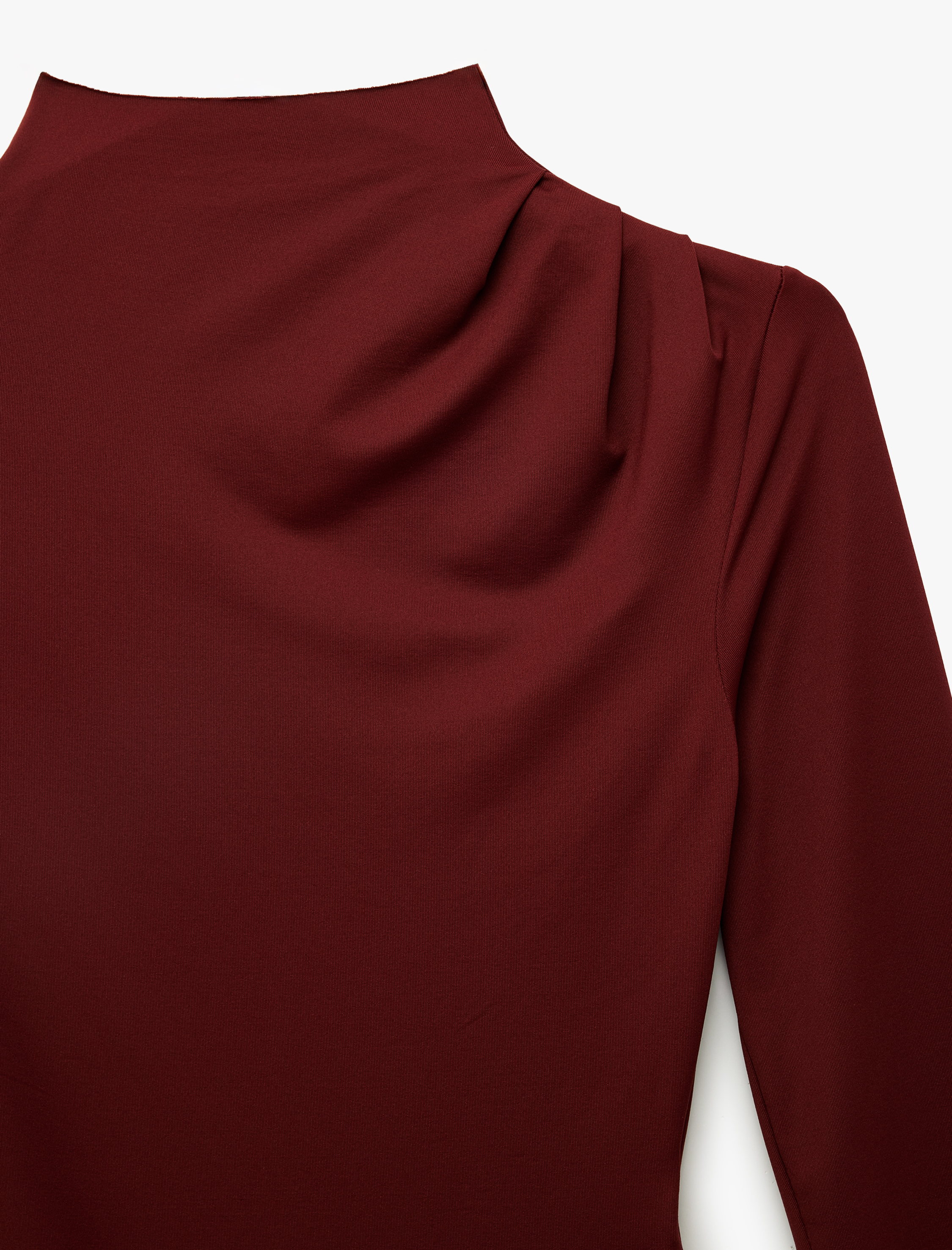   Slim Fit Uzun Kollu Dik Yaka Drape Detaylı Bodysuit