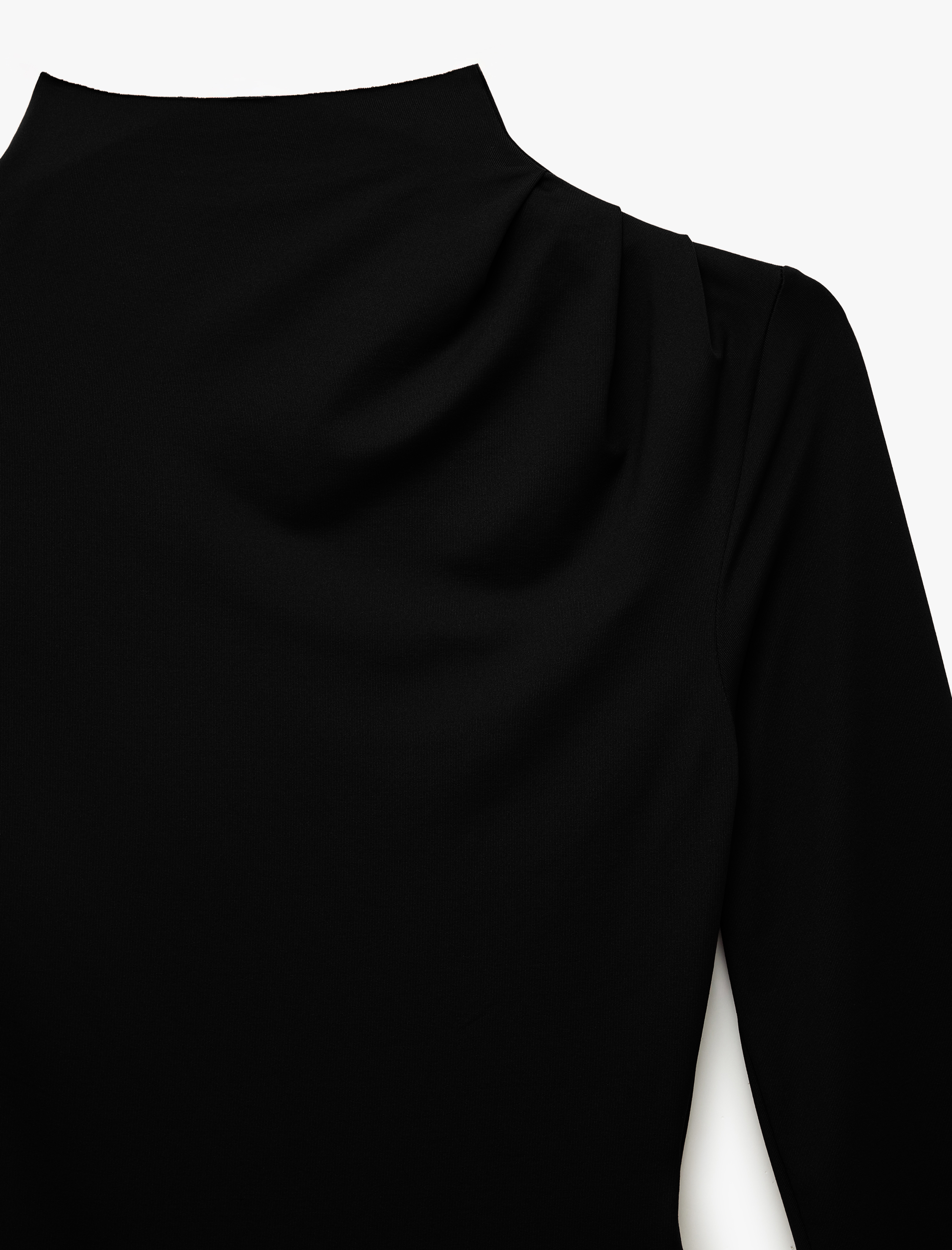   Slim Fit Uzun Kollu Dik Yaka Drape Detaylı Bodysuit