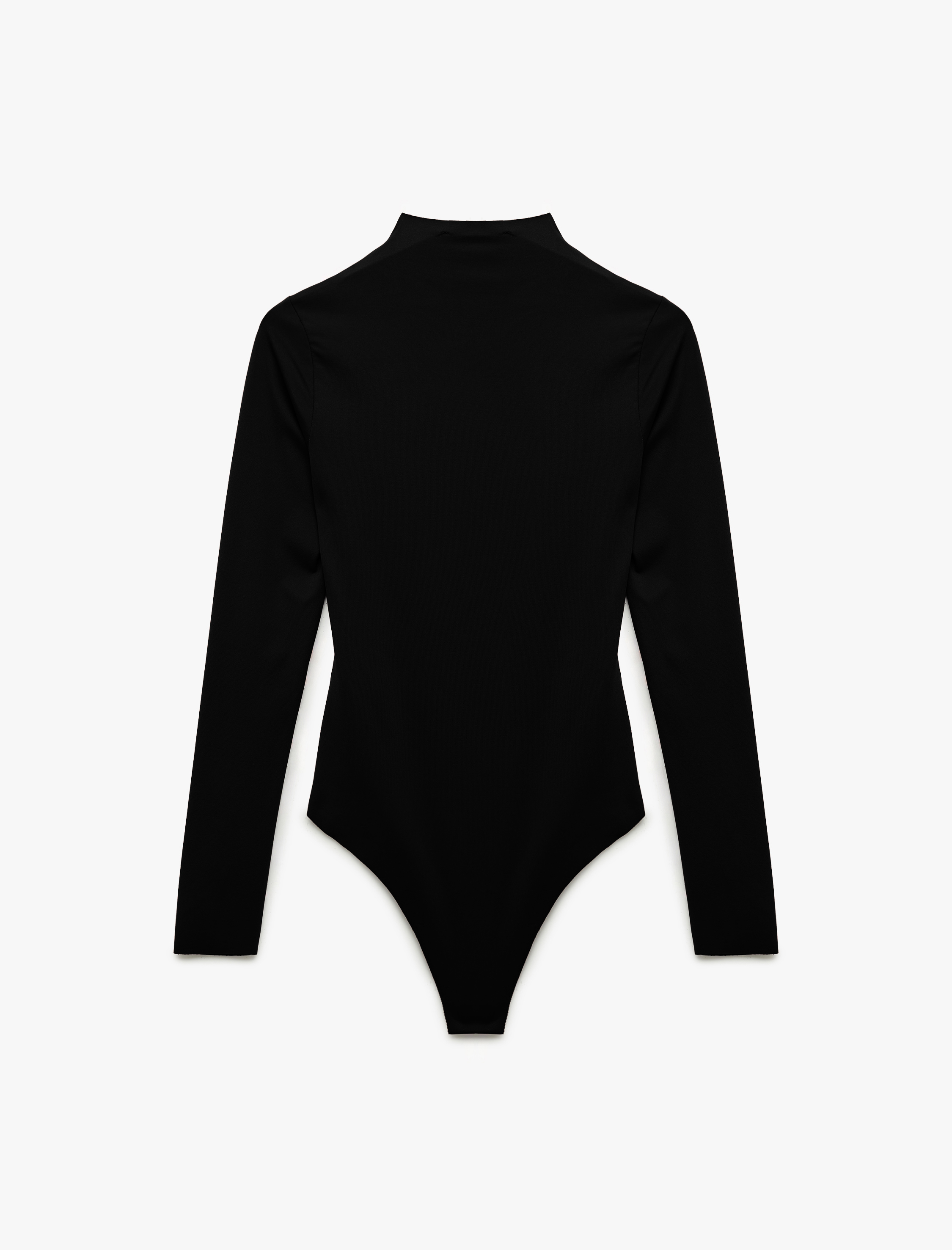   Slim Fit Uzun Kollu Dik Yaka Drape Detaylı Bodysuit