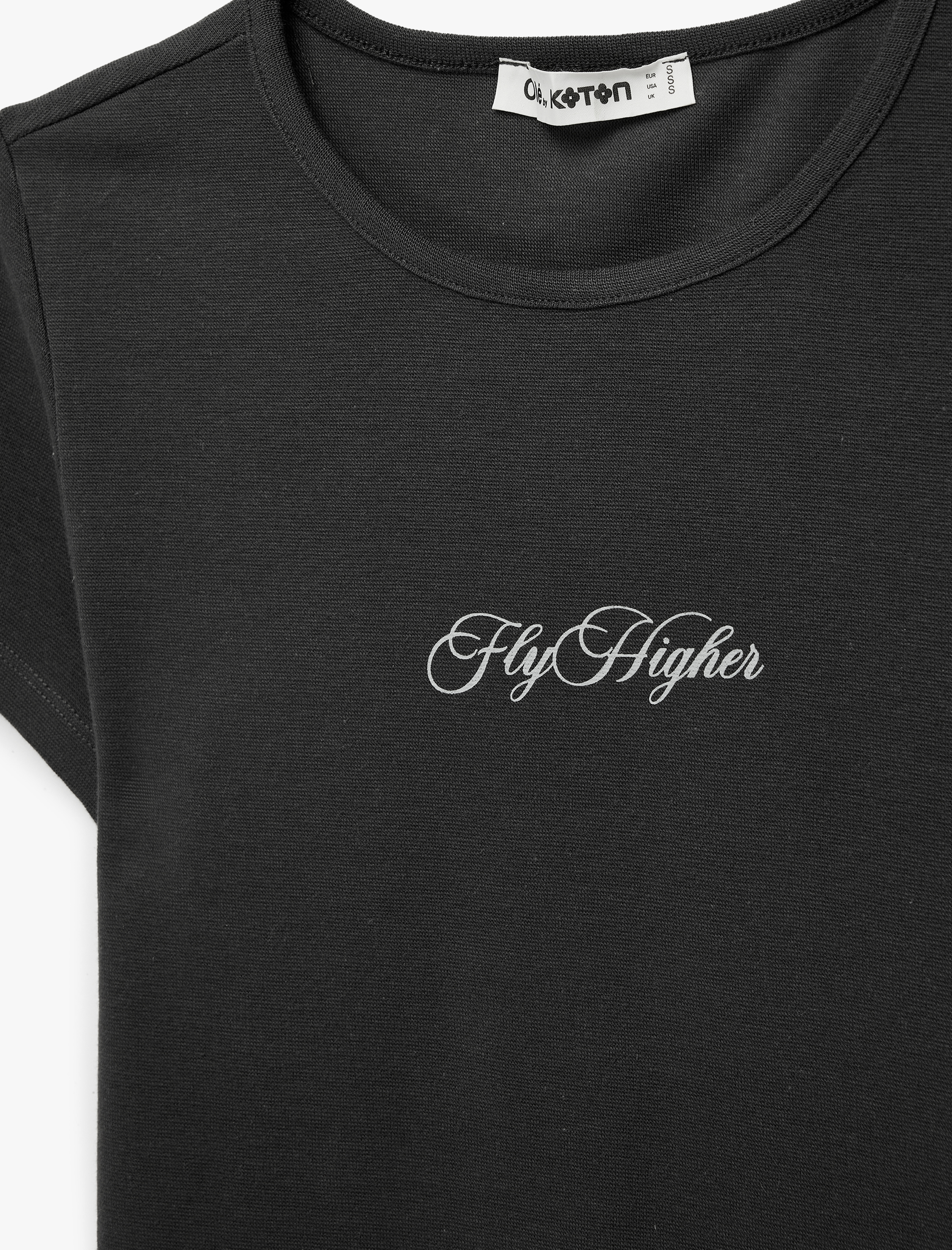   Slim Fit Kısa Kollu Bisiklet Yaka Arkası Melek Baskılı Tişört