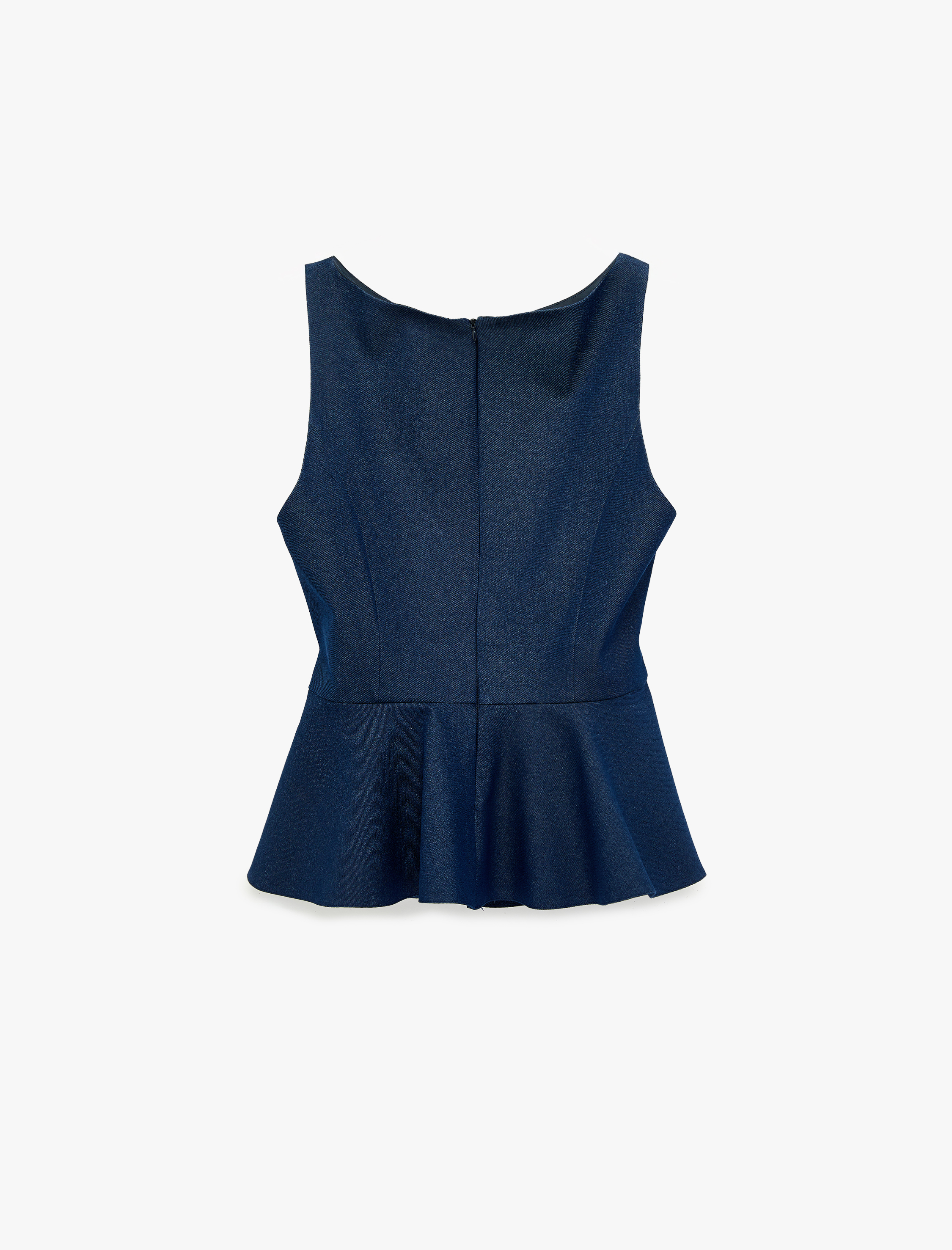   Bisiklet Yaka Metal Aksesuarlı Kemerli Kolsuz Peplum Bluz