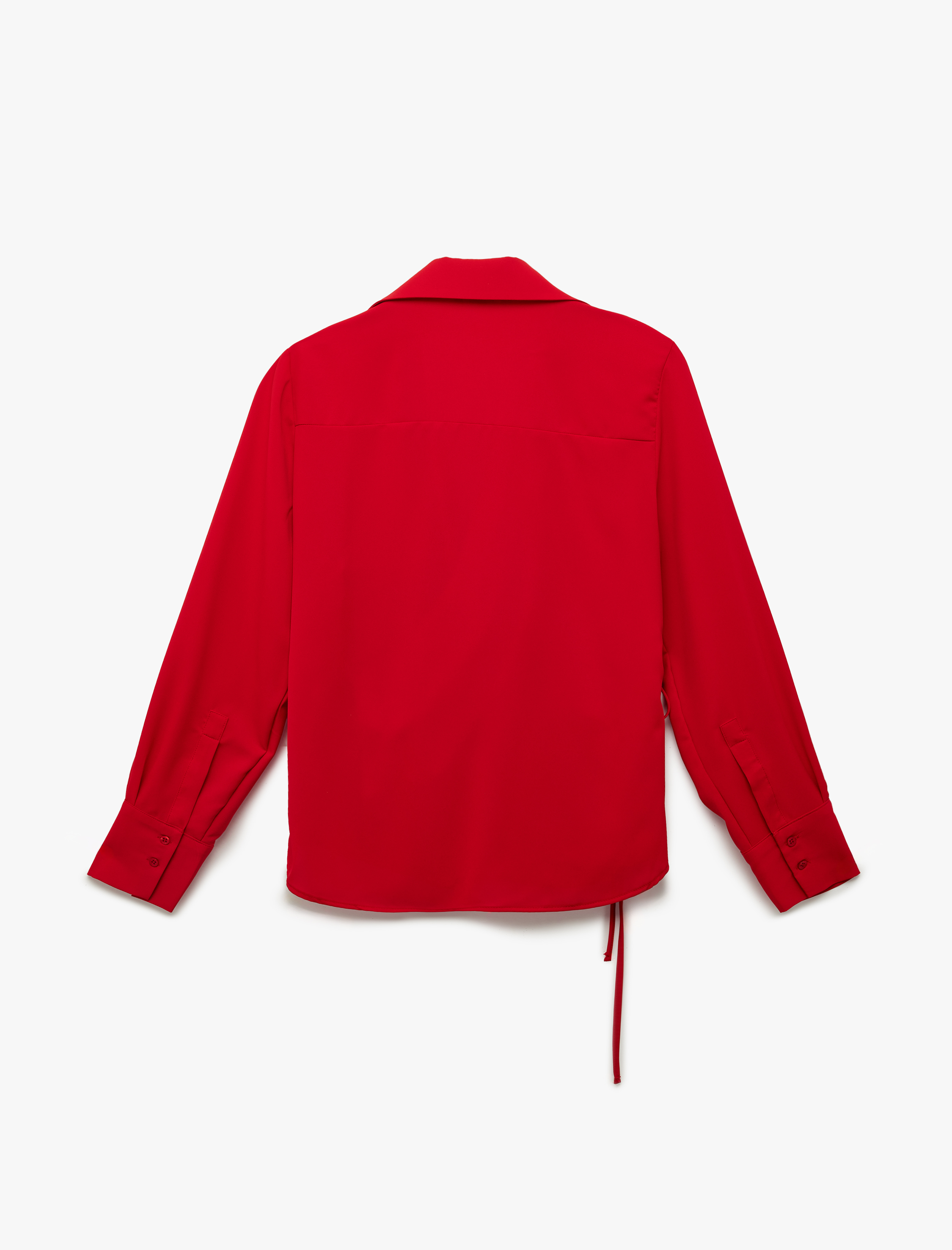   Bağlama Detaylı Uzun Kollu Kruvaze Yaka Gömlek