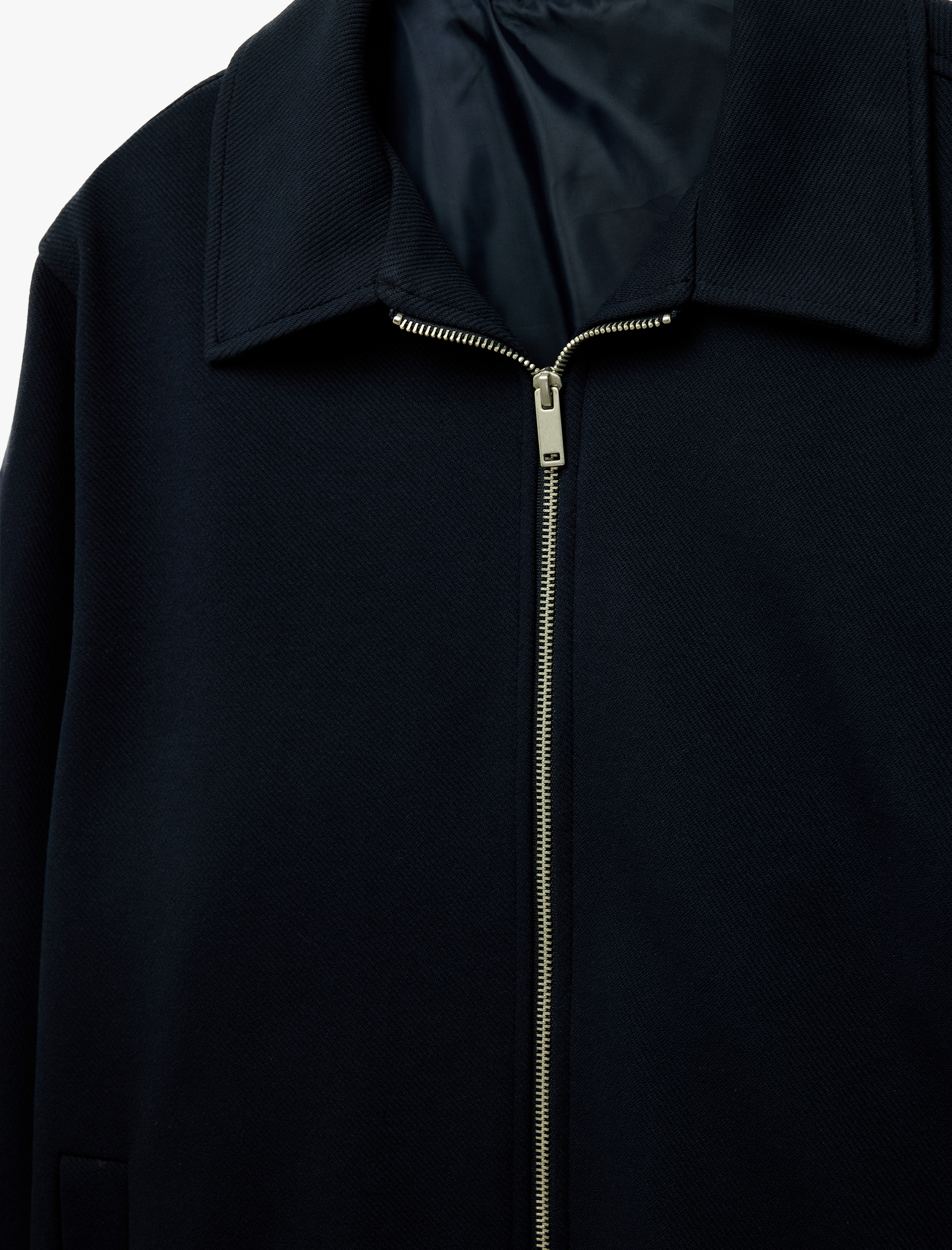   Regular Fit Uzun Kollu Cepli Gömlek Yaka Fermuarlı Bomber Ceket