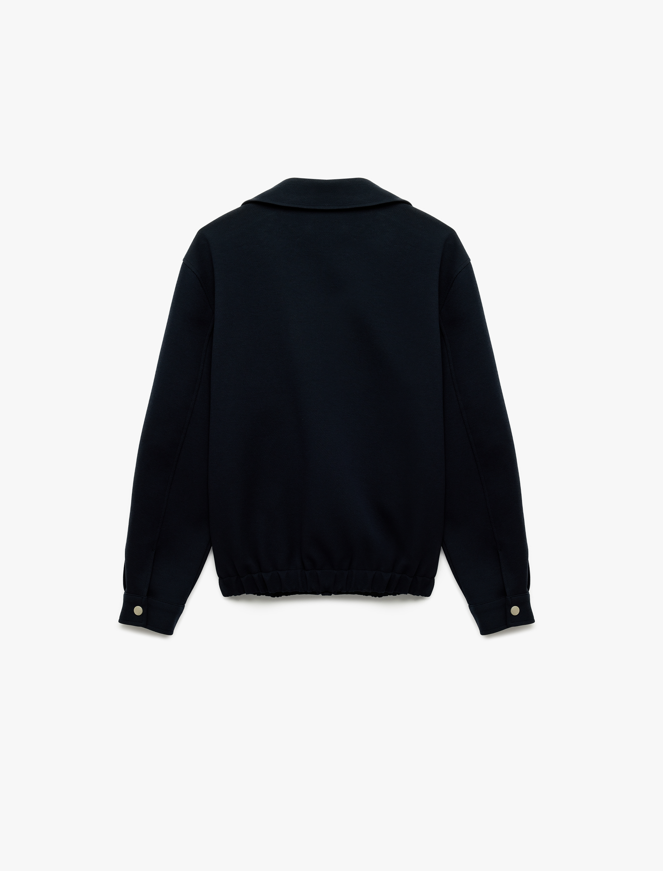   Regular Fit Uzun Kollu Cepli Gömlek Yaka Fermuarlı Bomber Ceket