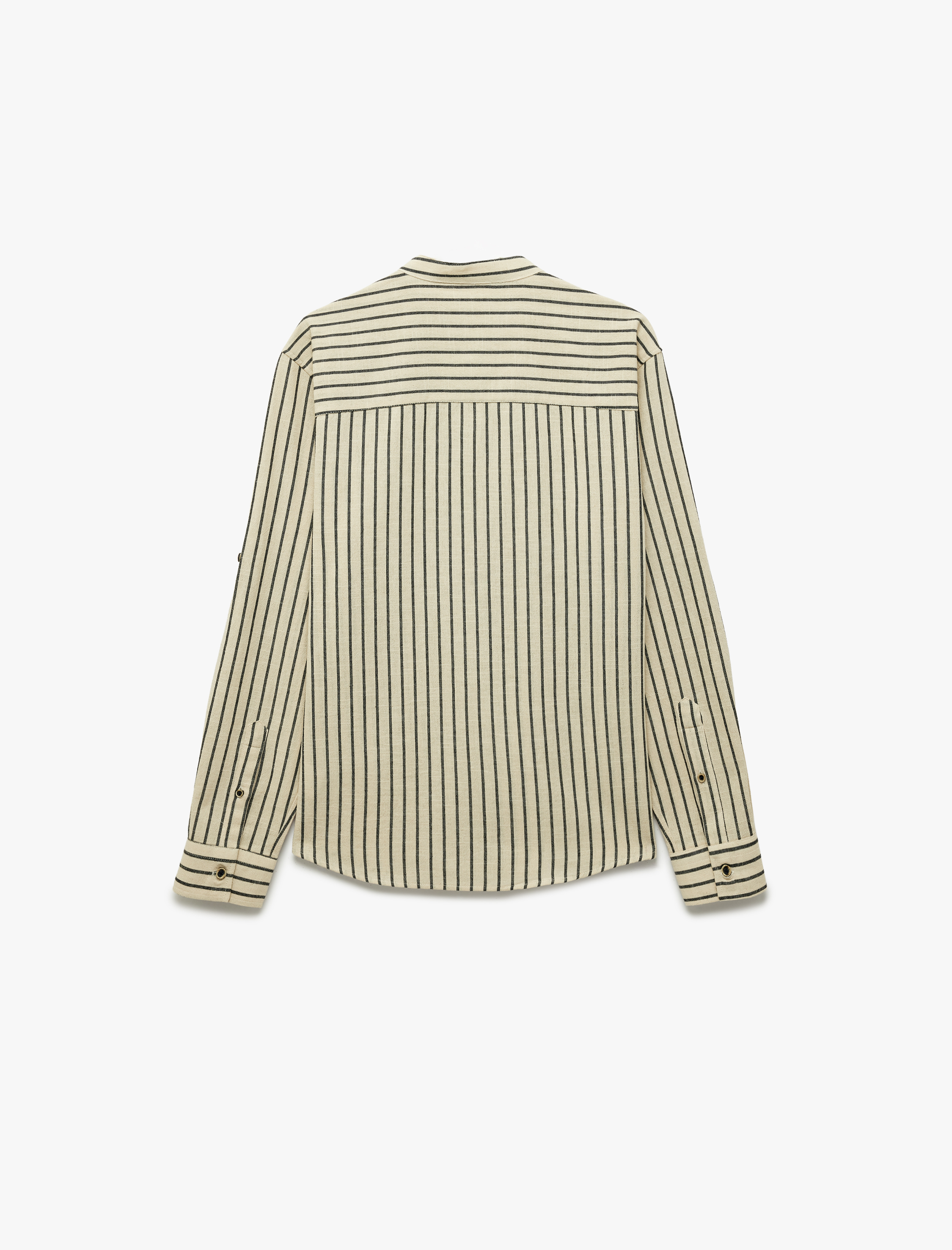   Uzun Kollu Regular Fit Pamuklu Hakim Yaka Çizgili Gömlek