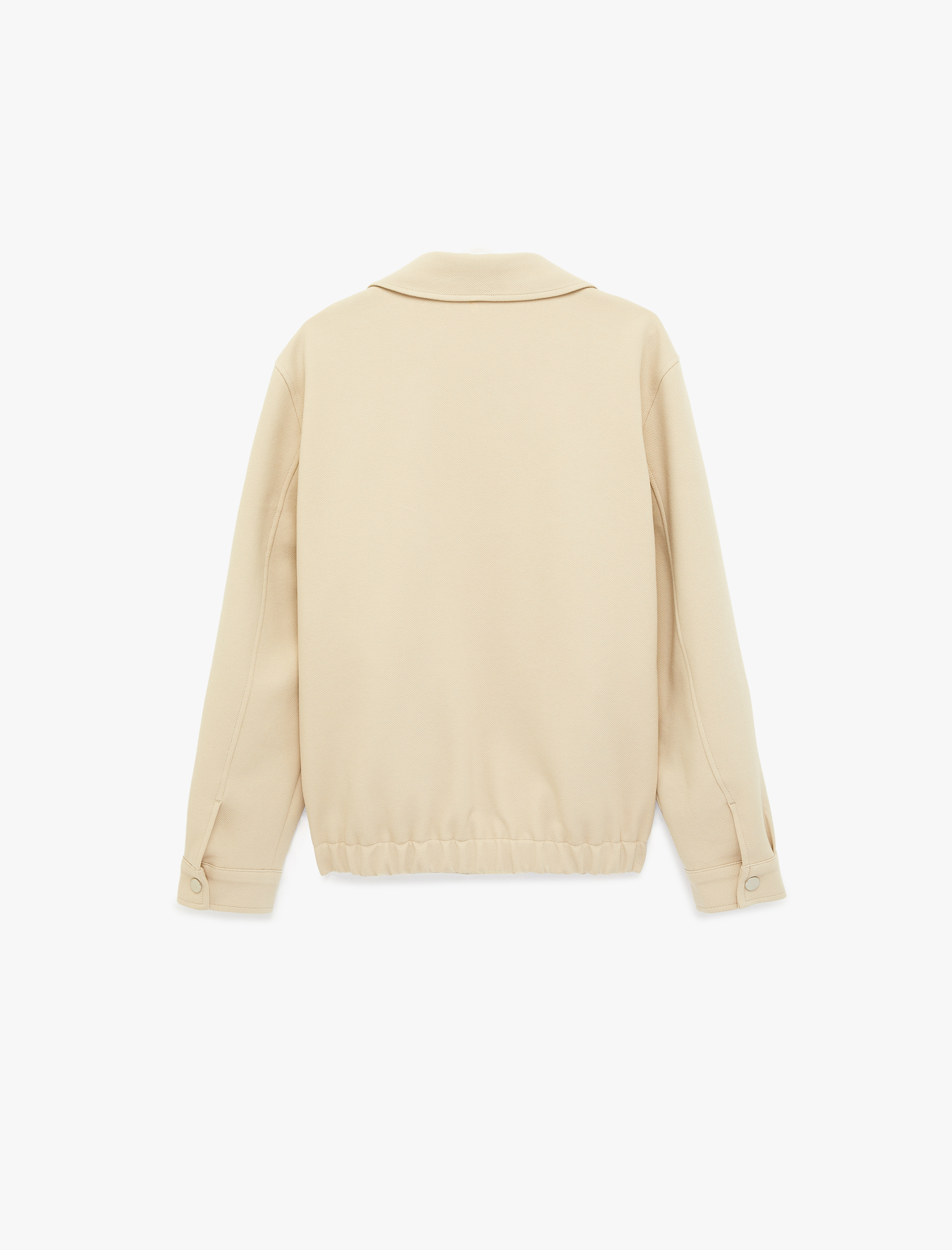   Regular Fit Uzun Kollu Cepli Gömlek Yaka Fermuarlı Bomber Ceket