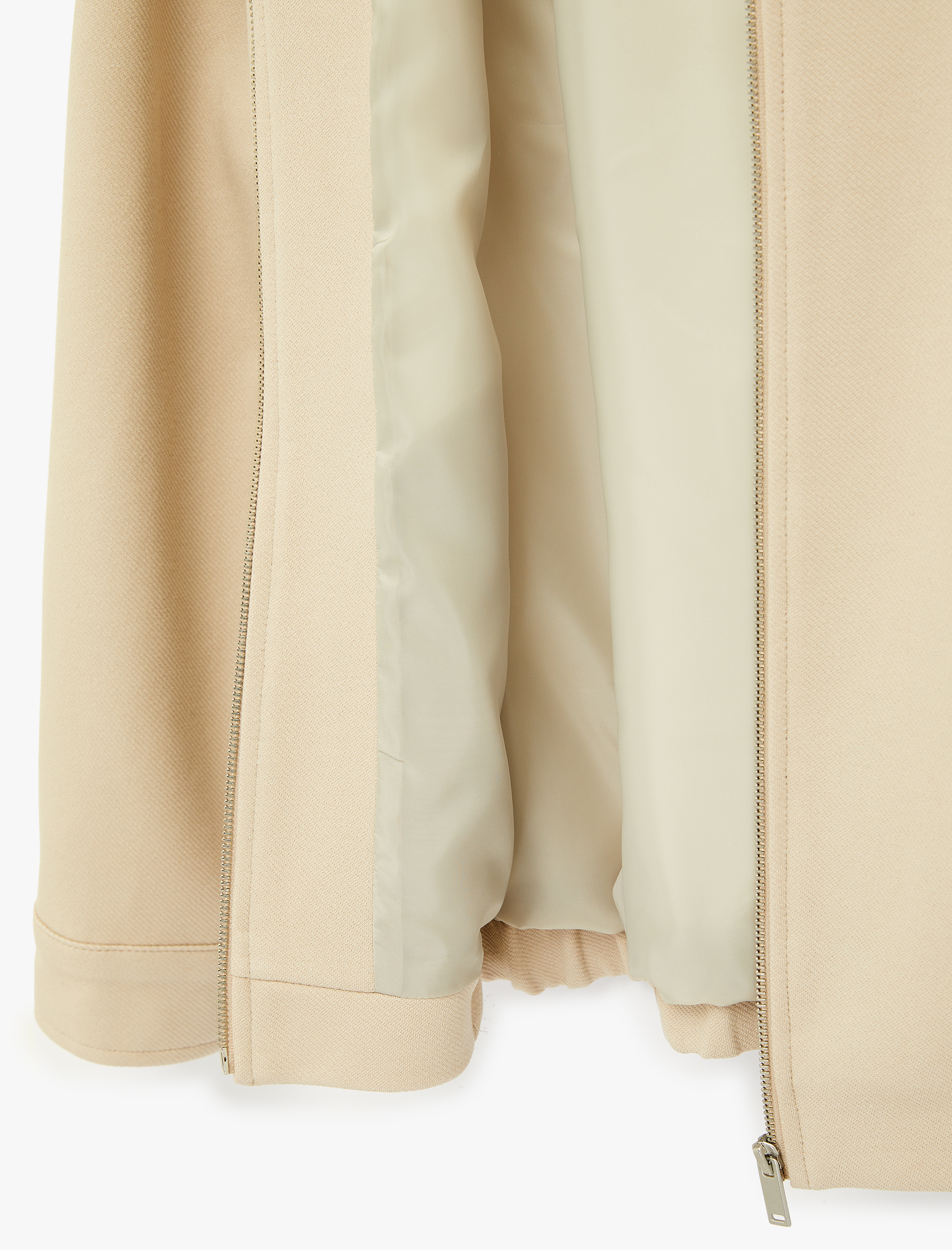   Regular Fit Uzun Kollu Cepli Gömlek Yaka Fermuarlı Bomber Ceket