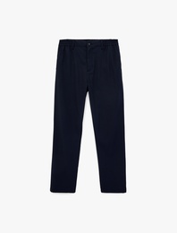 Regular Fit Viskon Karışımlı Cepli Düğmeli Kumaş Pantolon