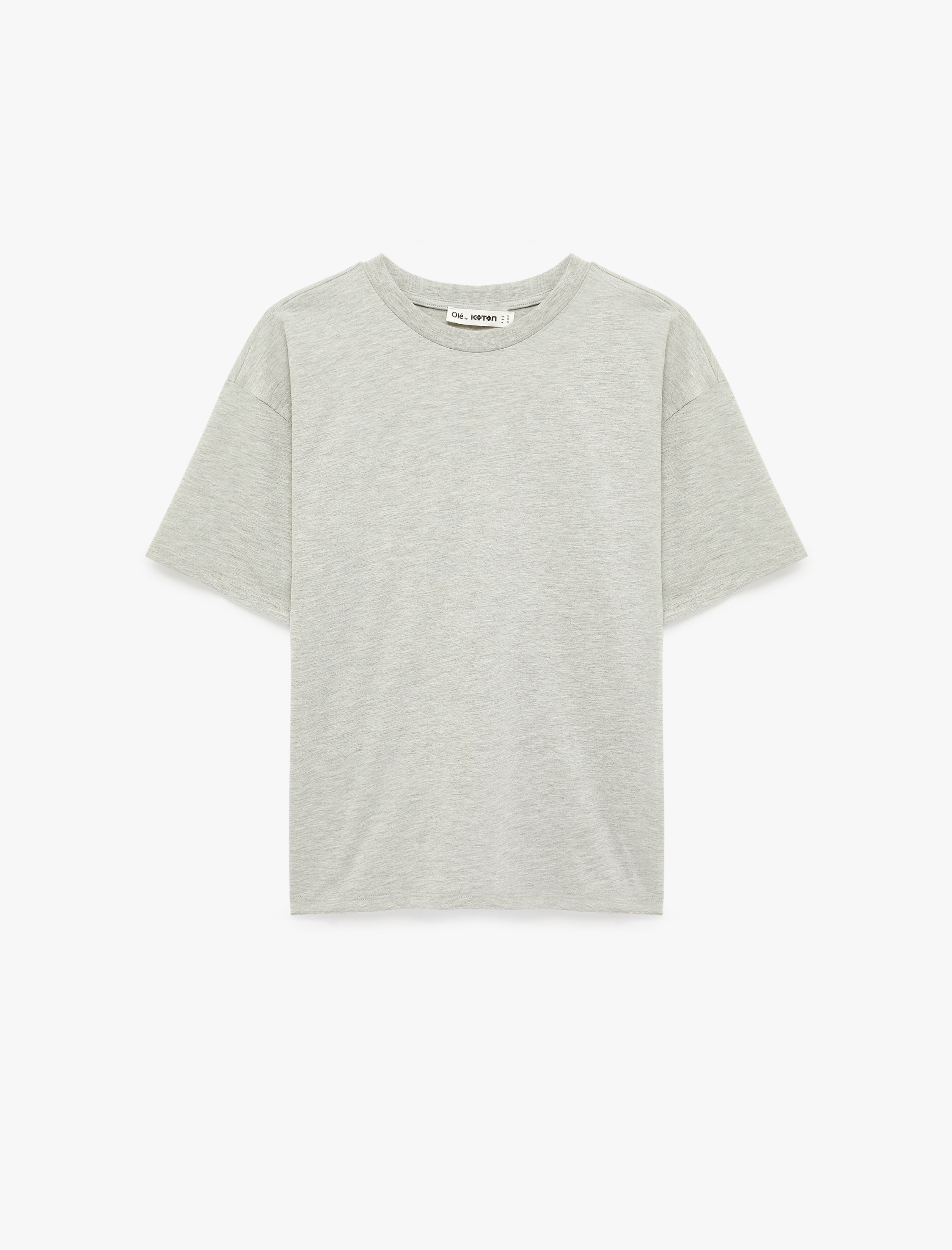   Rahat Kalıp Kısa Kollu Bisiklet Yaka Arkası Taş Detaylı Tişört