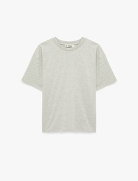 Rahat Kalıp Kısa Kollu Bisiklet Yaka Arkası Taş Detaylı Tişört