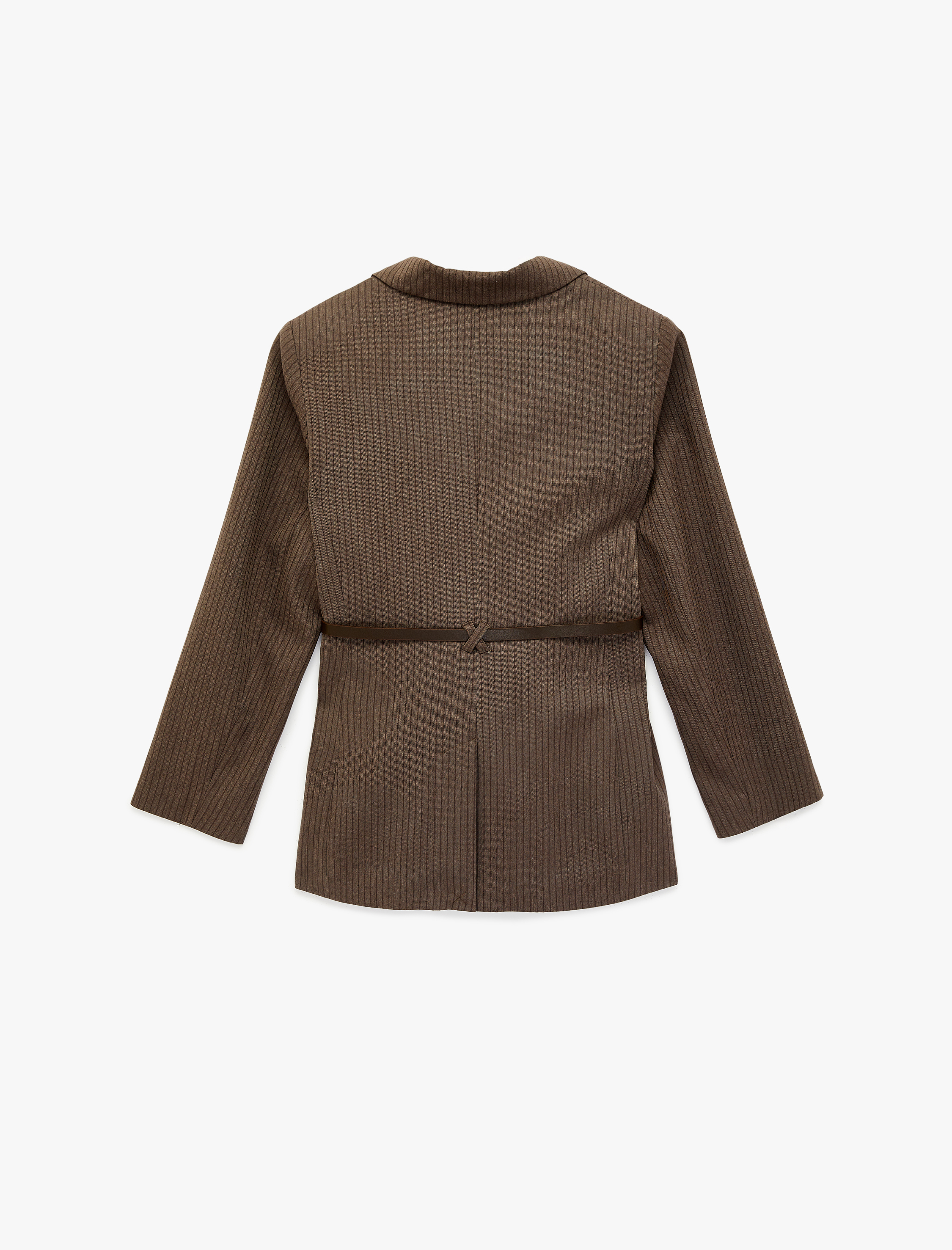   Kemer Detaylı Cepli Viskon Karışımlı Düğmeli Kruvaze Yaka Blazer Ceket