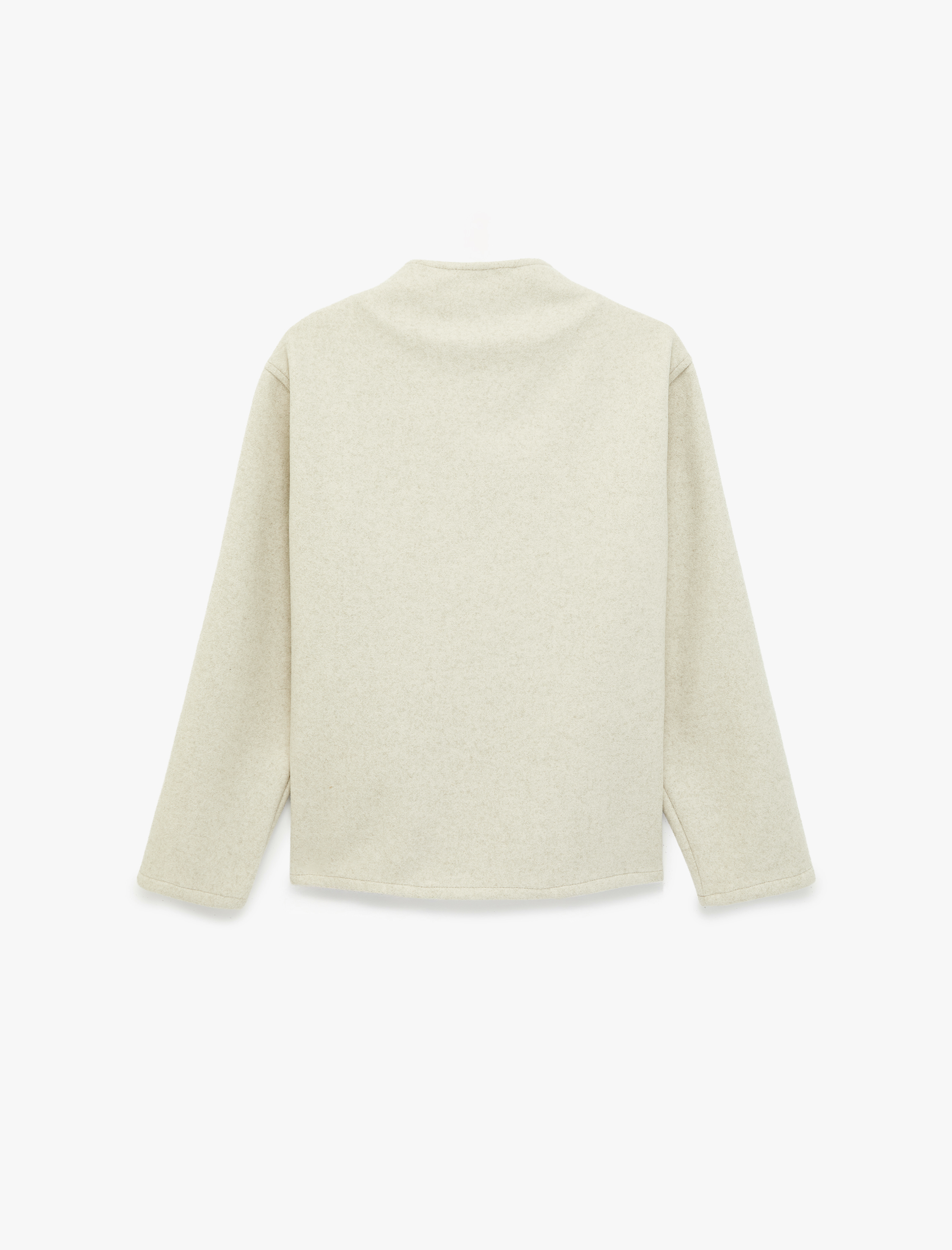   Uzun Kollu Cepli Hafif Dik Yaka Kruvaze Düğmeli Kaşe Ceket