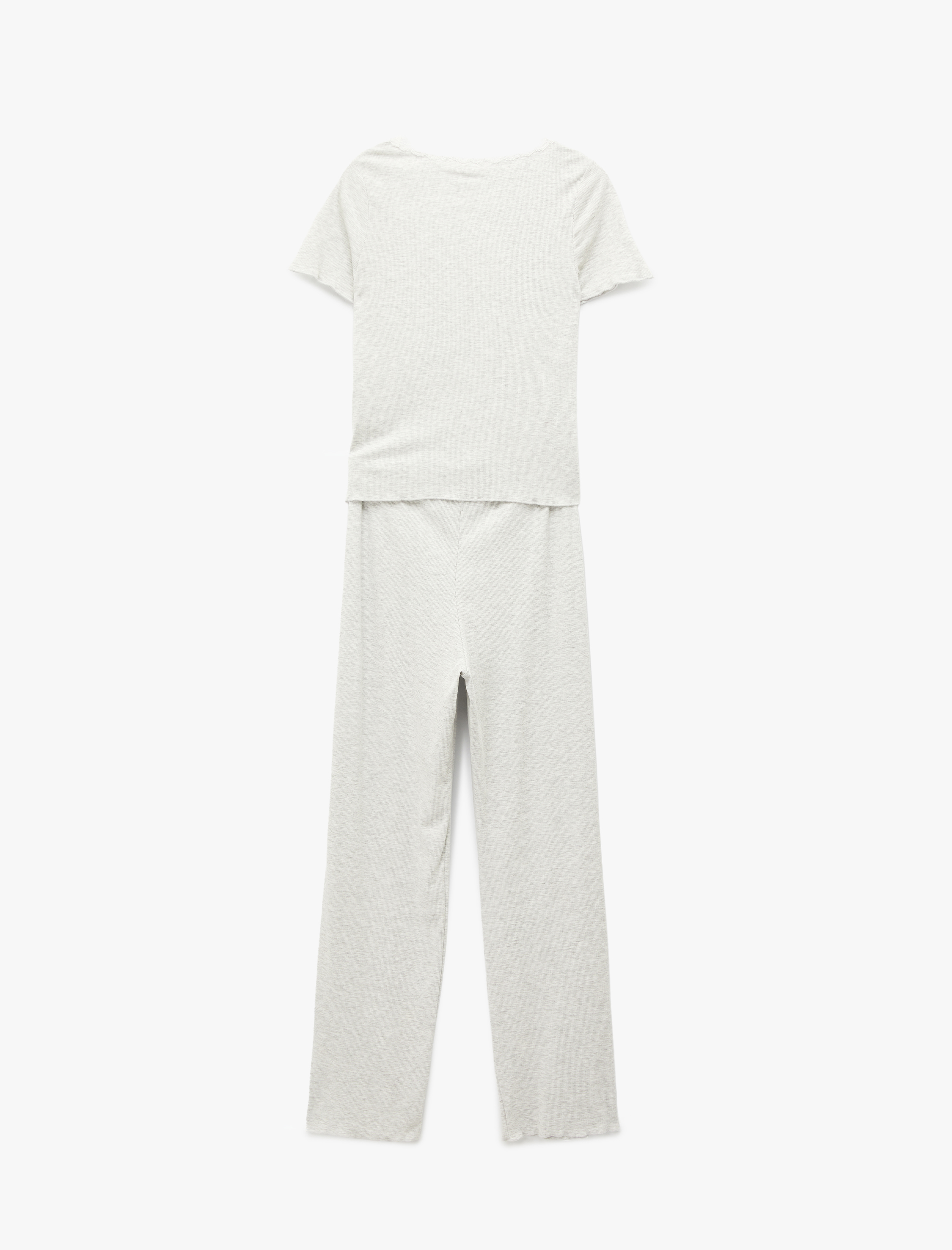   Viskon Slim Fit Kısa Kollu Bisiklet Yaka Tişört Pijama Takımı