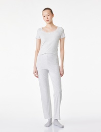 Viskon Slim Fit Kısa Kollu Bisiklet Yaka Tişört Pijama Takımı