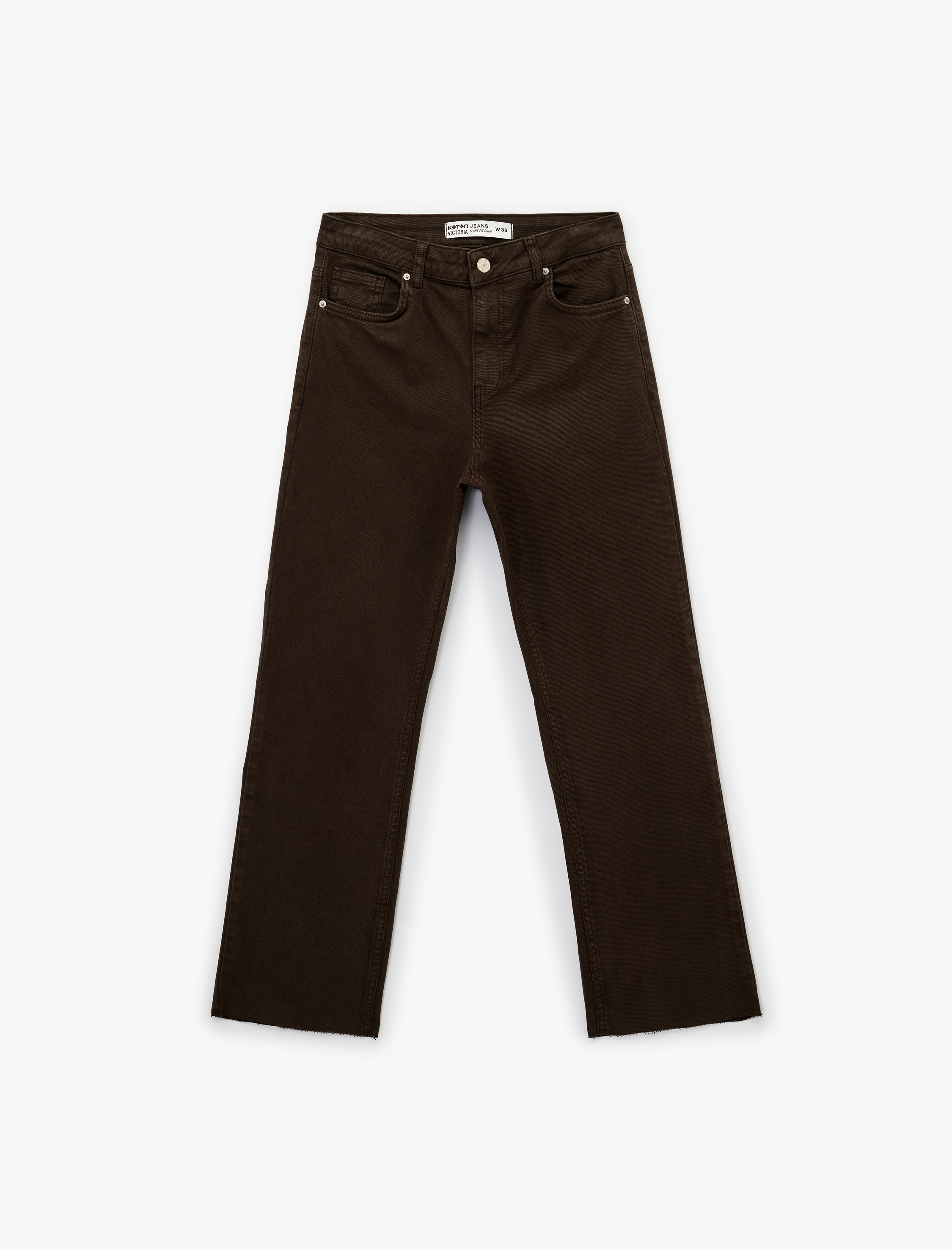   Pamuklu Cepli Düğmeli İspanyol Paça Crop Jean Pantolon -  Kick Flare Jeans