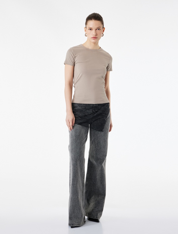  Pamuklu Slim Fit Kısa Kollu Bisiklet Yaka Basic Tişört