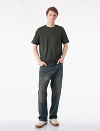 Regular Fit Kısa Kollu Bisiklet Yaka Pamuklu Basic Tişört