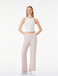 Rahat Kesim Ribanalı Yüksek Bel Pamuklu Pijama Altı