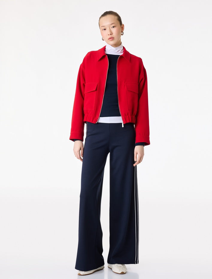  Yanları Çizgili Geniş Paça Pantolon