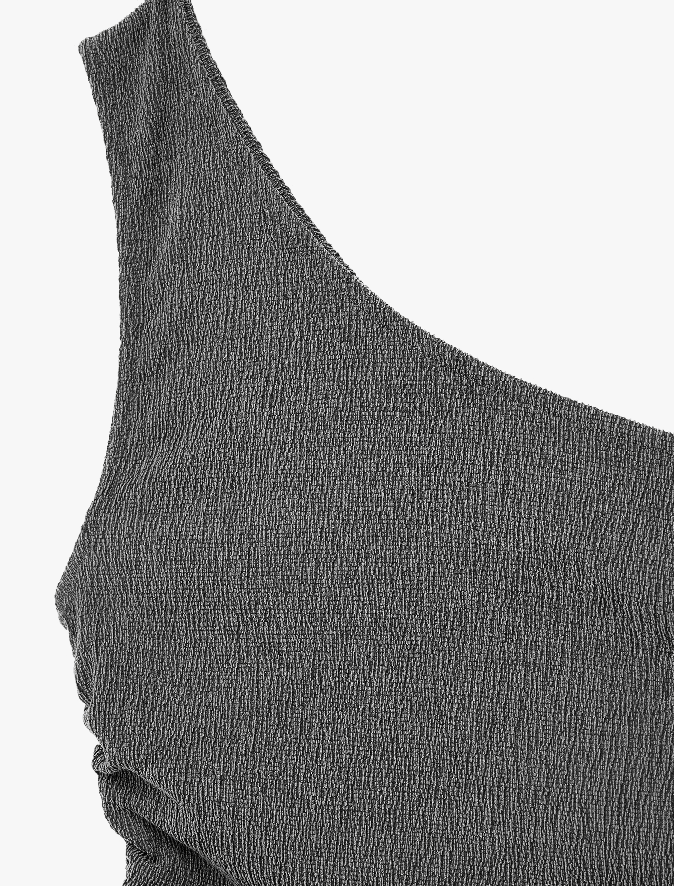   Bürümcük Kumaş Kolsuz Drape Detaylı Tek Omuz Bluz