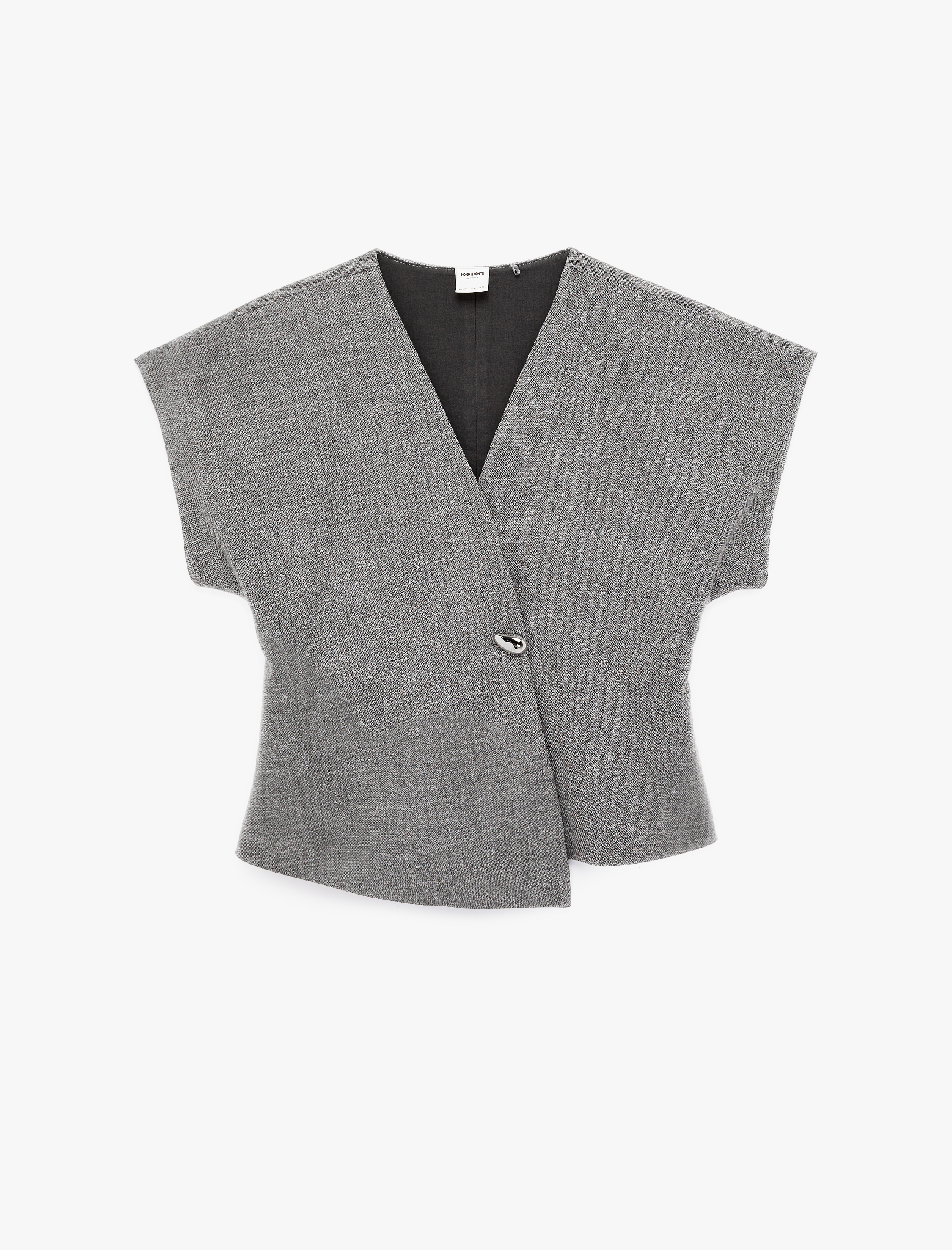   Metal Aksesuarlı Oversize Kruvaze Yelek