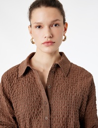 Regular Fit Uzun Kollu Kareli Kemerli Gömlek