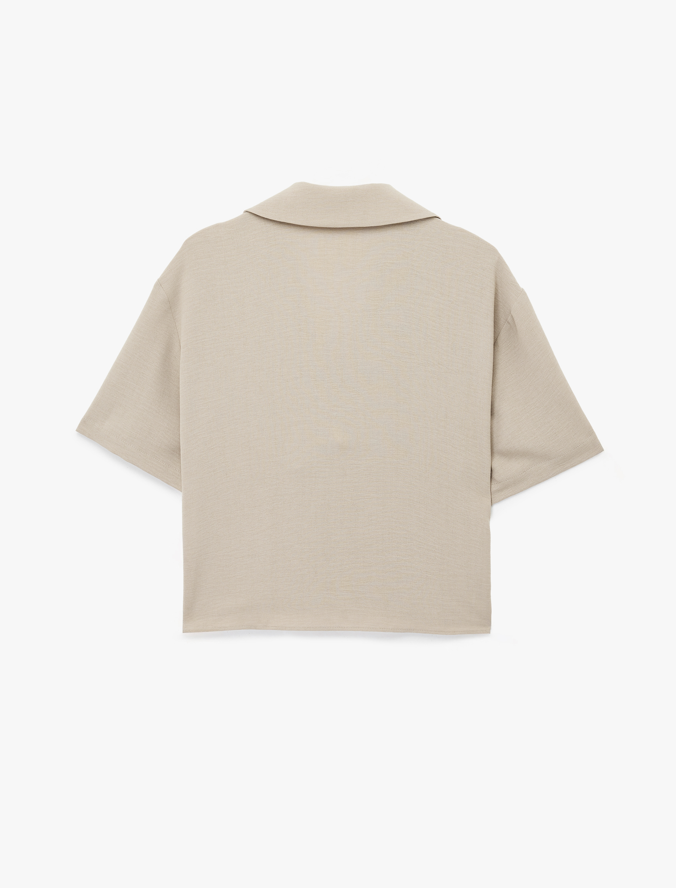   Regular Fit Kısa Kollu Ceket Yaka Bluz