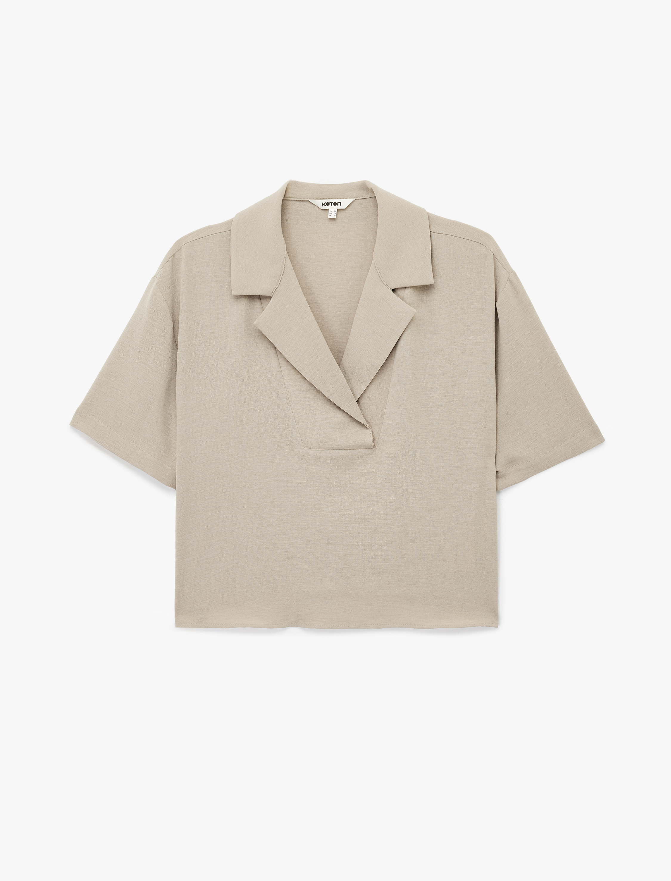   Regular Fit Kısa Kollu Ceket Yaka Bluz