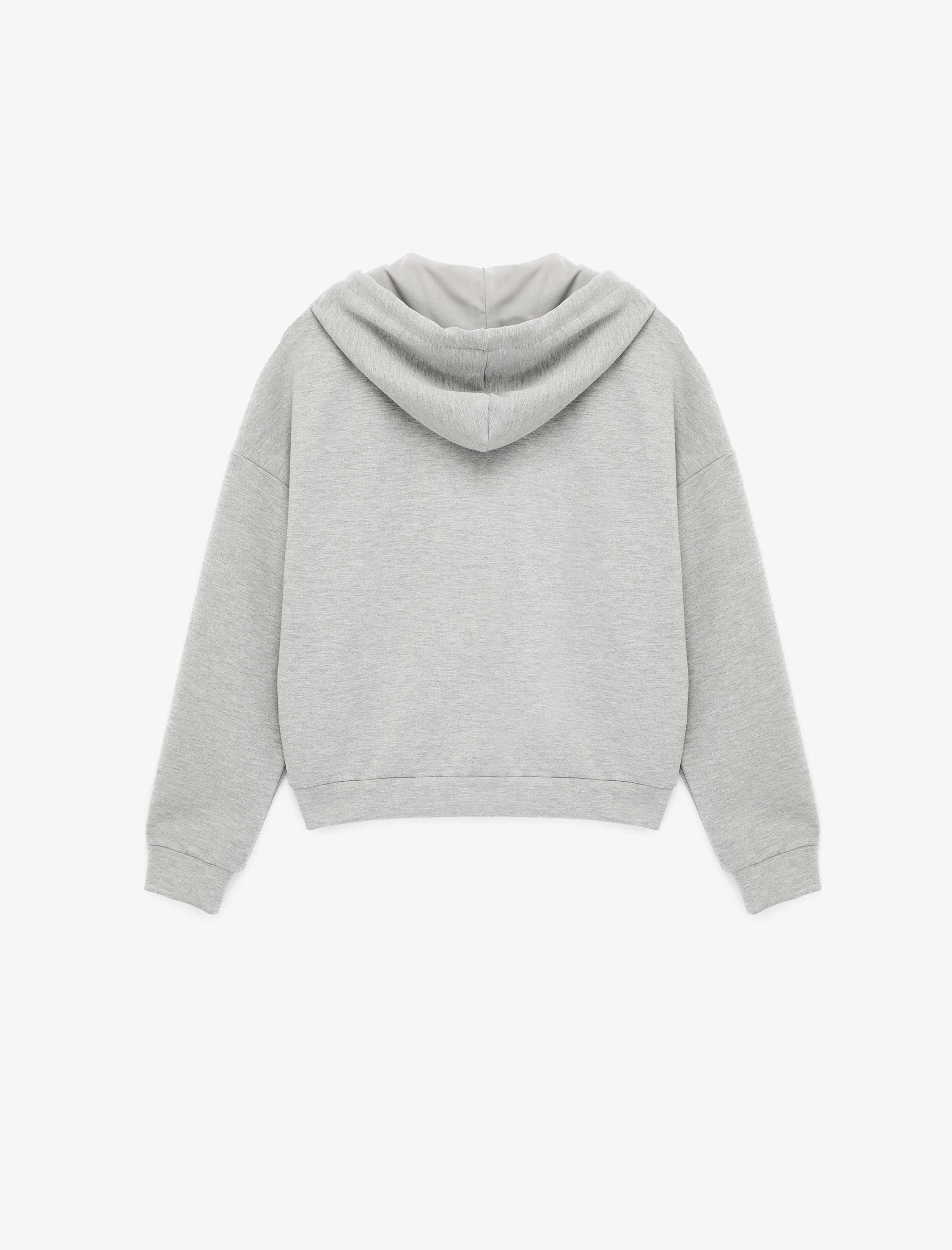   Modal Uzun Kollu Cepli Tam Fermuarlı Kapüşonlu Sweatshirt