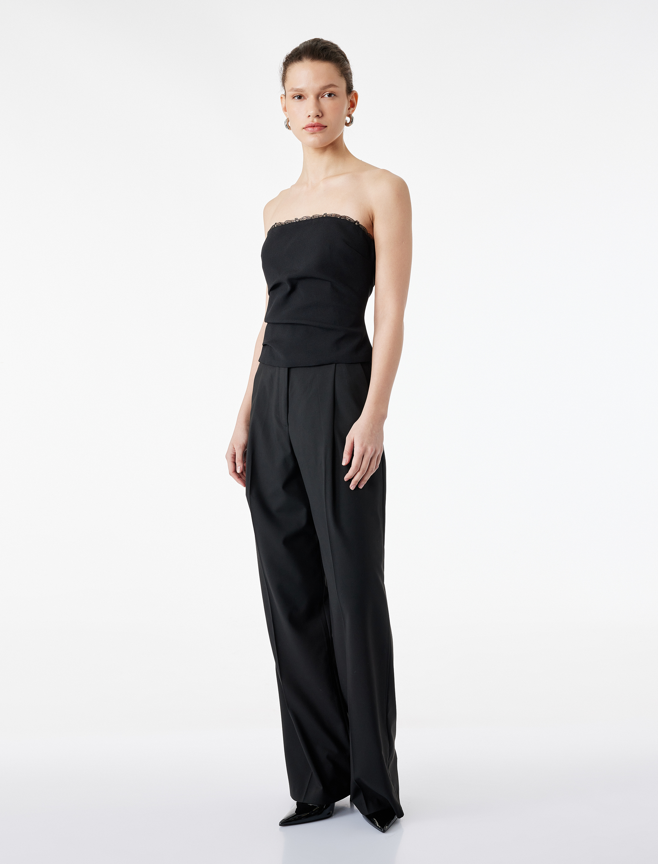   Dantel Detaylı Straplez Büstiyer Bluz