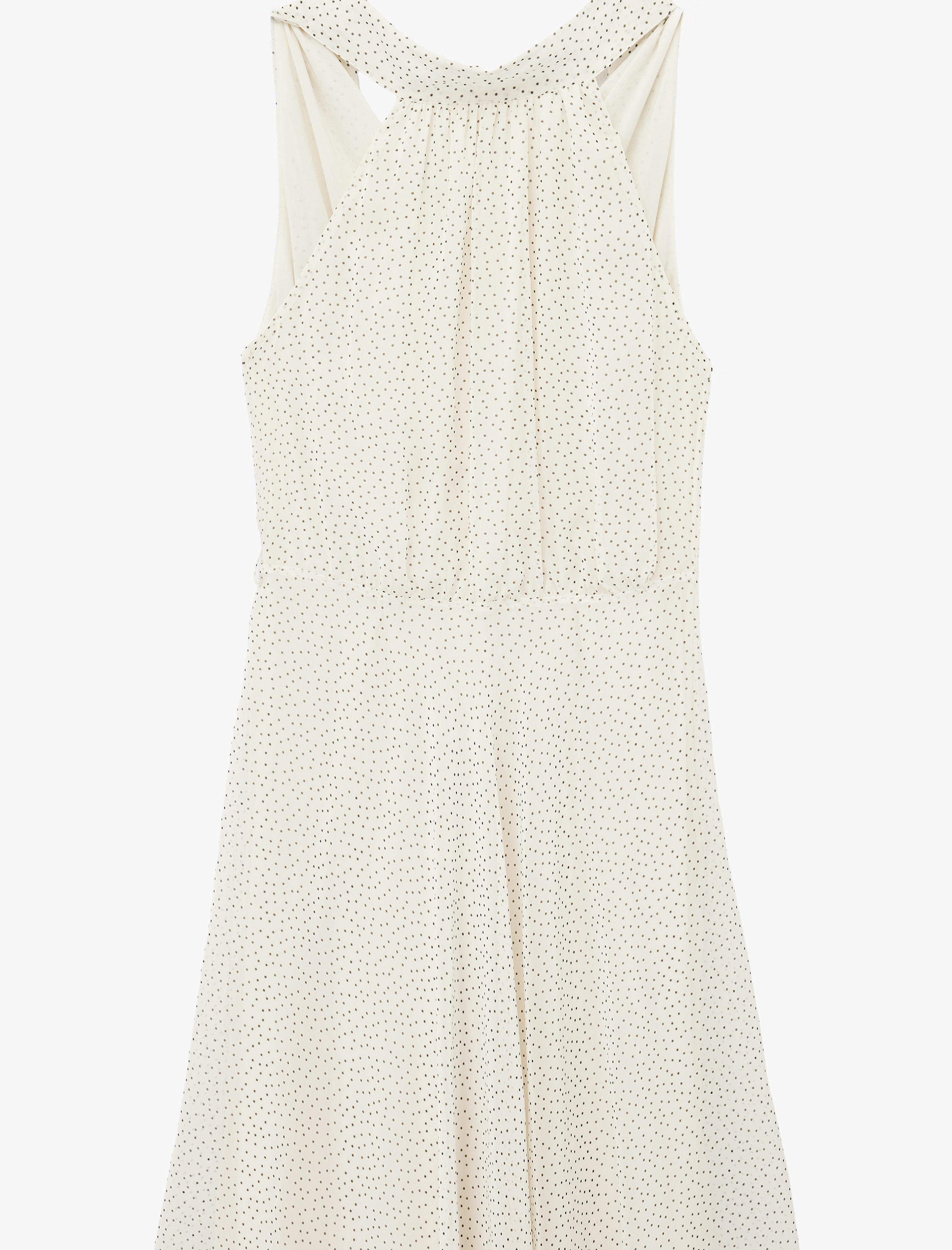   Midi Boy Puantiyeli Halter Yaka Şifon Elbise