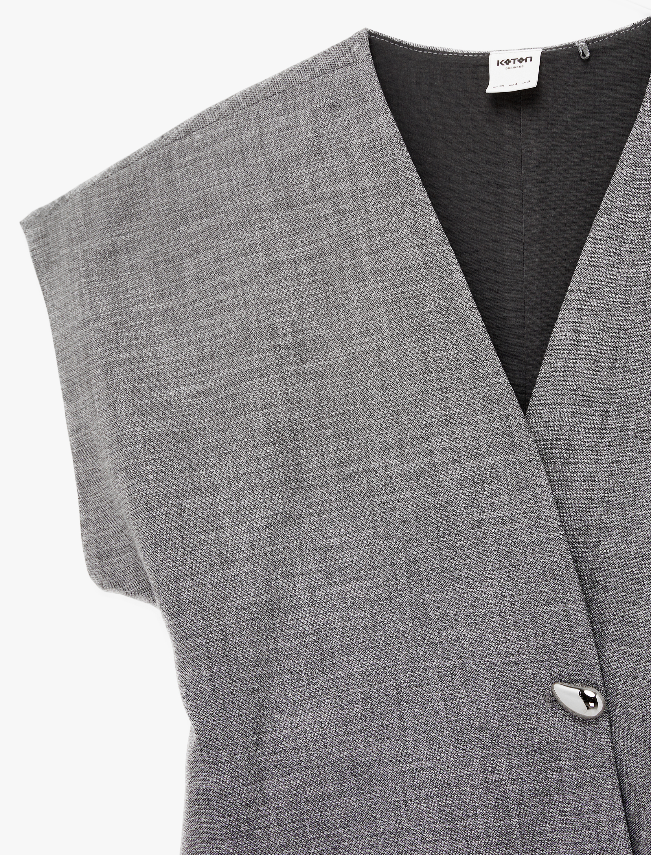   Metal Aksesuarlı Oversize Kruvaze Yelek