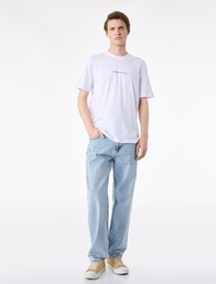 Oversize Kısa Kollu Bisiklet Yaka Arkası Baskılı Tişört