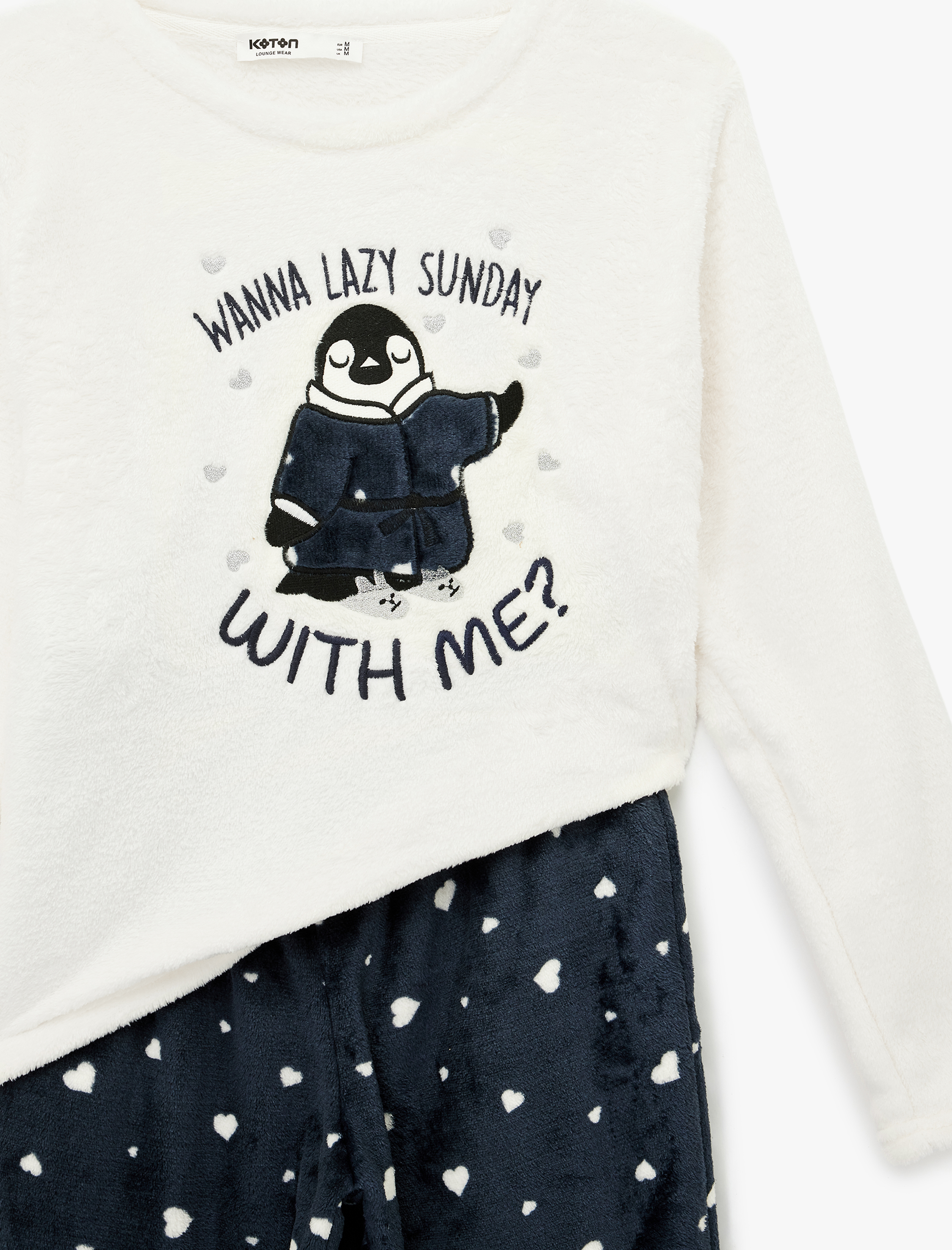   Rahat Kesim Penguen Baskılı Polar Pijama Takımı