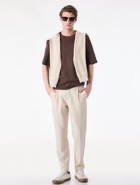 Duble Paça Cepli Beli Lastikli Düğmeli Pantolon