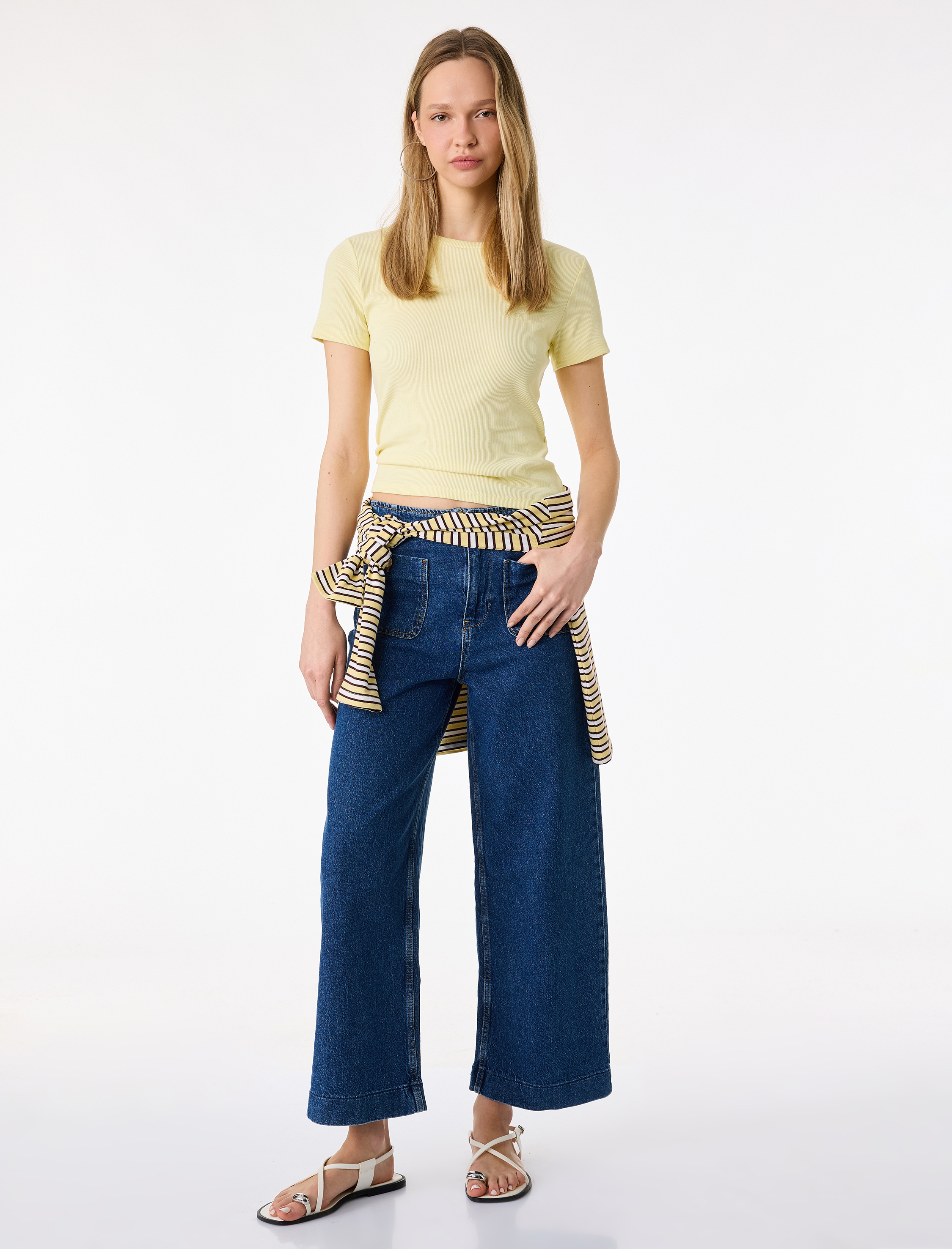   Pamuklu Cepli Normal Bel Culotte Pantolon - Culotte Jeans