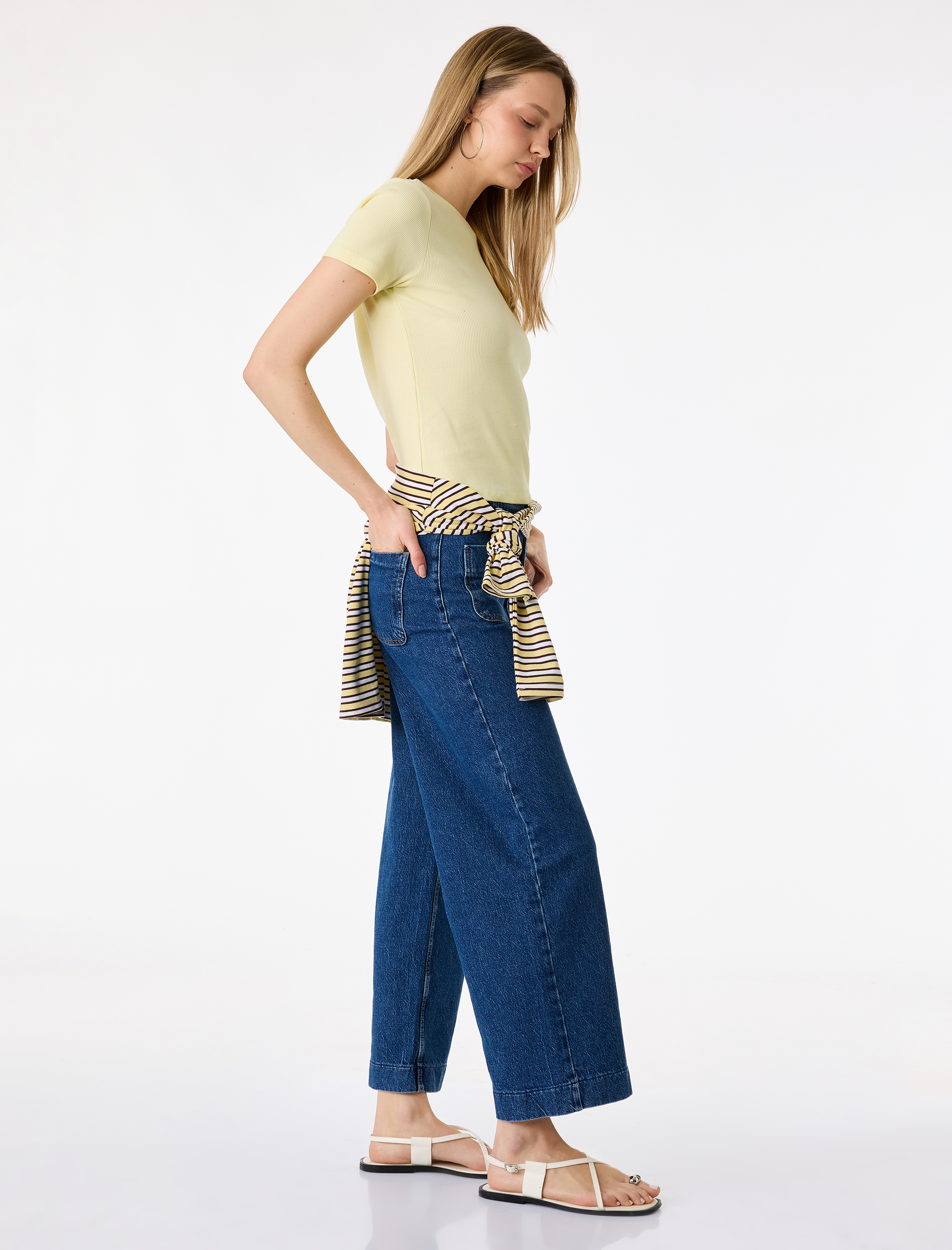   Pamuklu Cepli Normal Bel Culotte Pantolon - Culotte Jeans