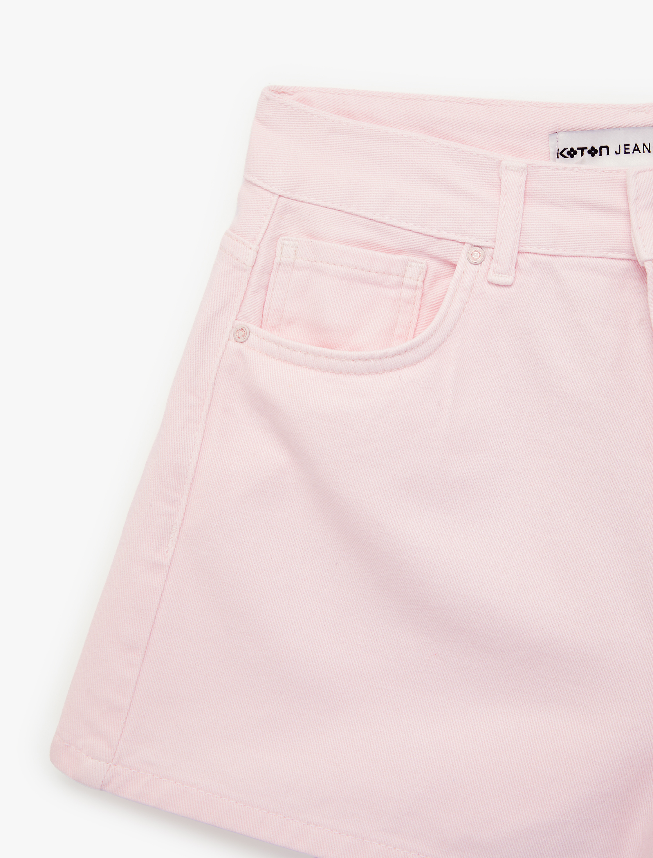   Pamuklu Düğmeli Beş Cepli Rahat Kalıp Mini Şort