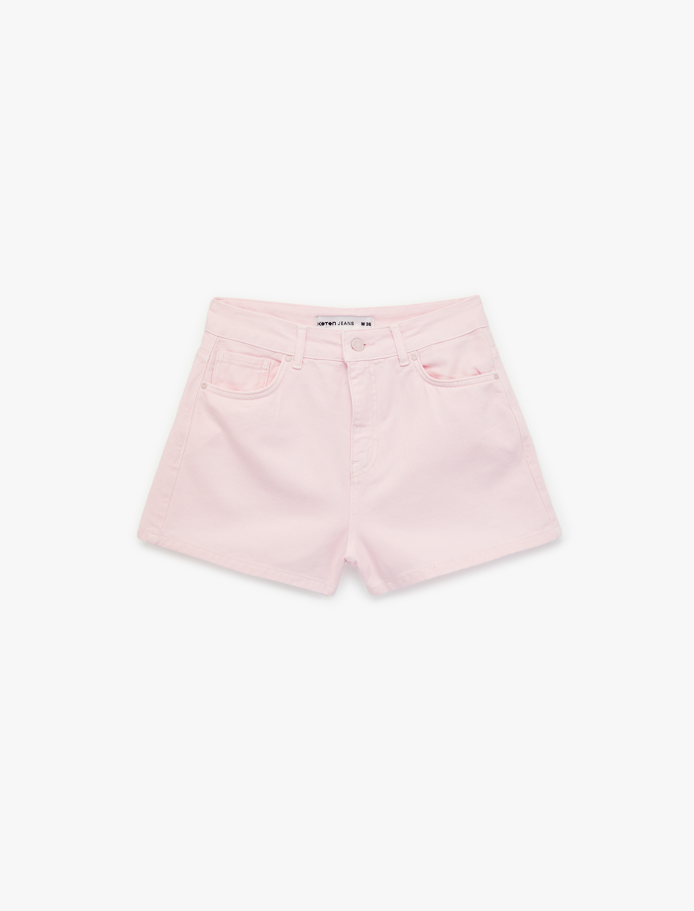   Pamuklu Düğmeli Beş Cepli Rahat Kalıp Mini Şort