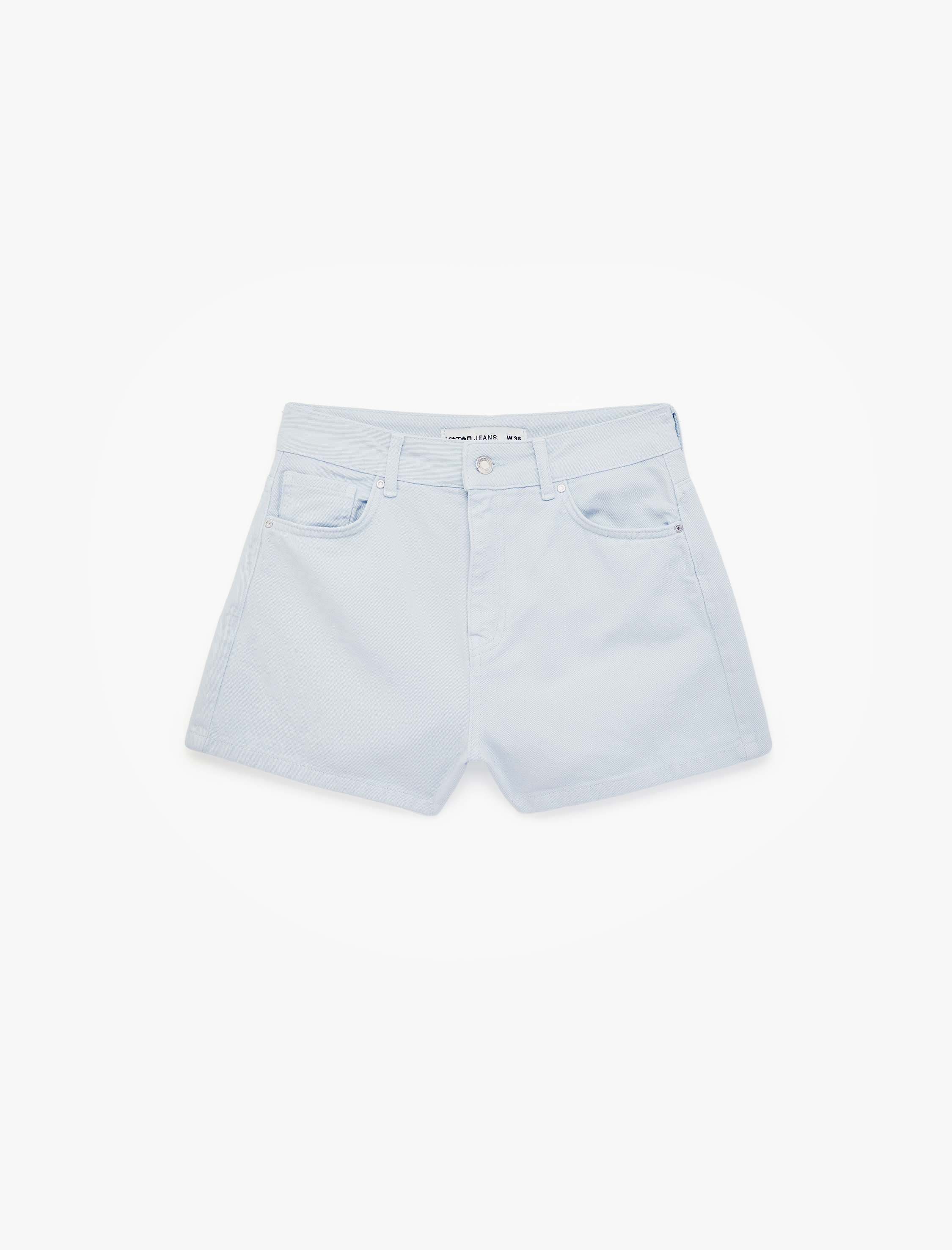   Pamuklu Düğmeli Beş Cepli Rahat Kalıp Mini Şort