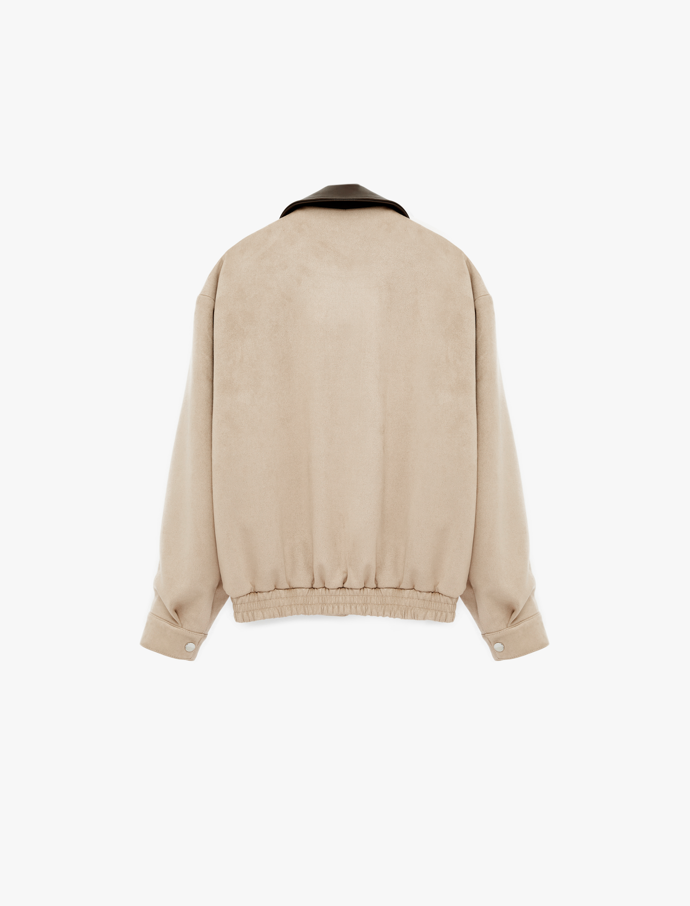   Uzun Kollu Cepli Fermuarlı Suni Süet Bomber Ceket