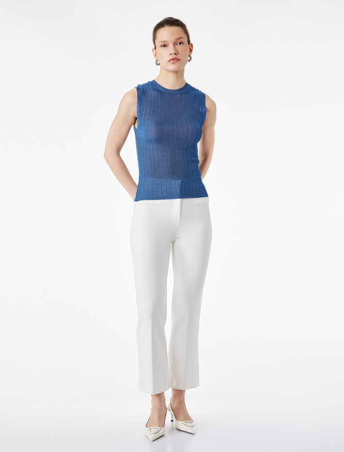  Bisiklet Yaka Kolsuz Triko Bluz