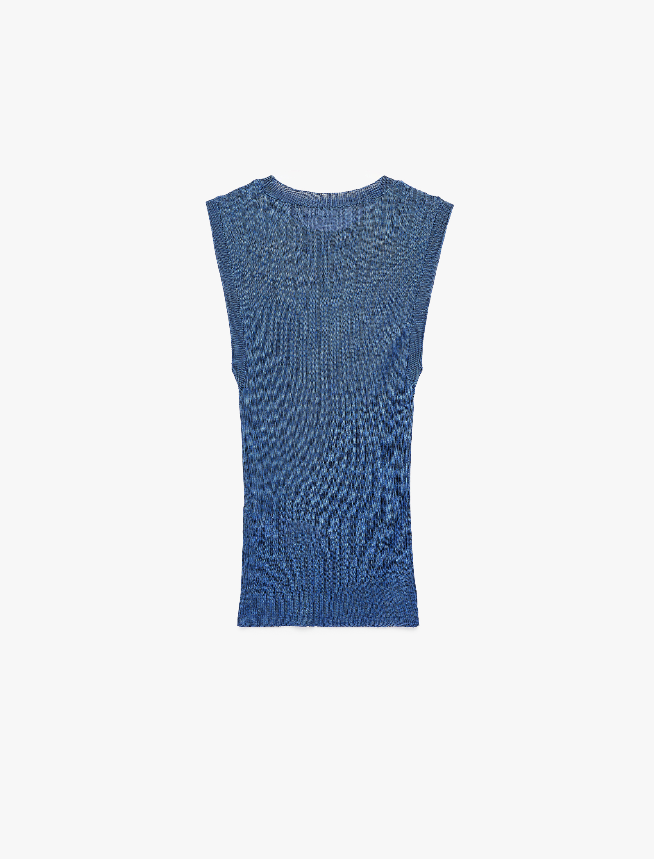   Bisiklet Yaka Kolsuz Triko Bluz